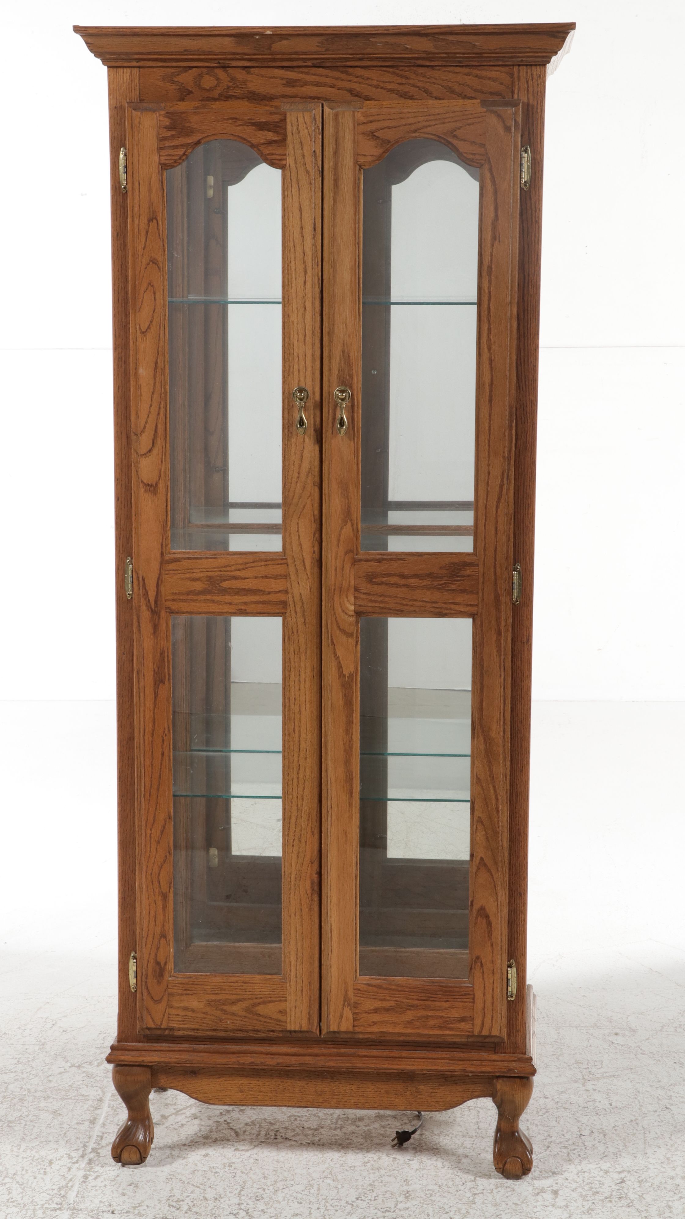 Chippendale Style Oak Illuminated Display Cabinet