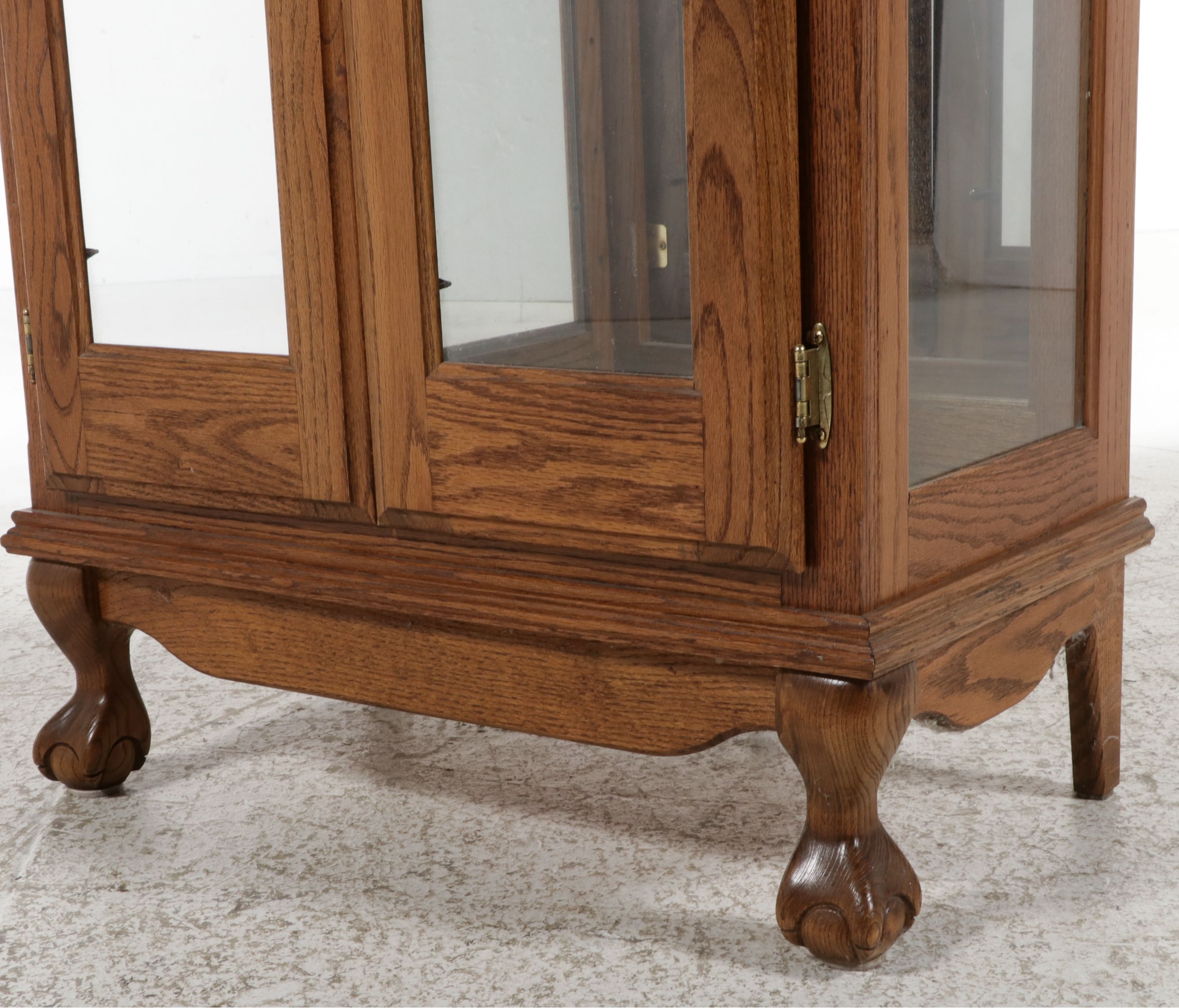 Chippendale Style Oak Illuminated Display Cabinet