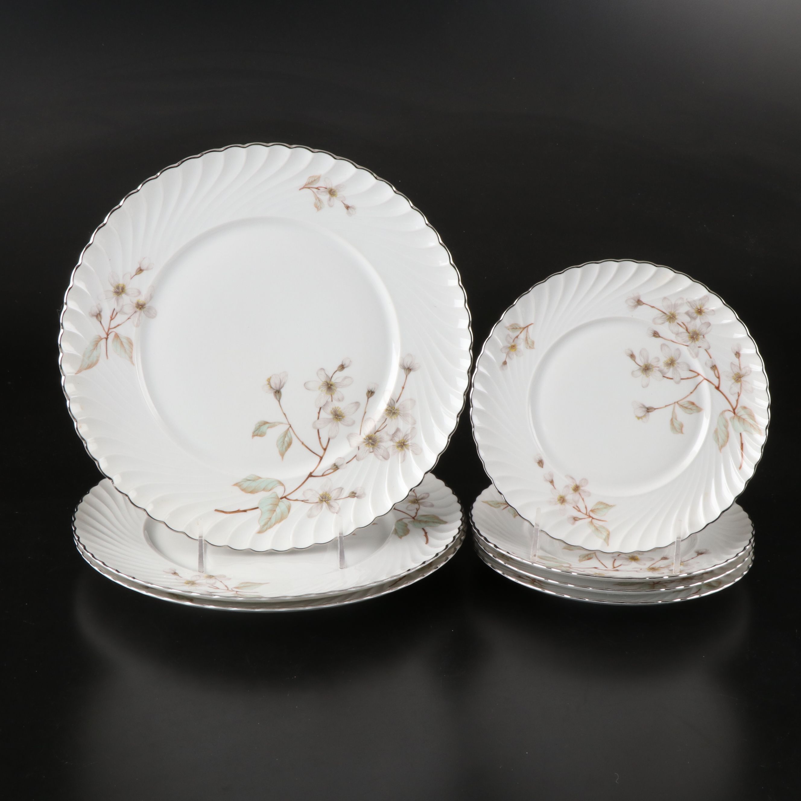 Royal Tettau Porcelain "Dogwood" Dinnerware, Mid to Late 20th Century