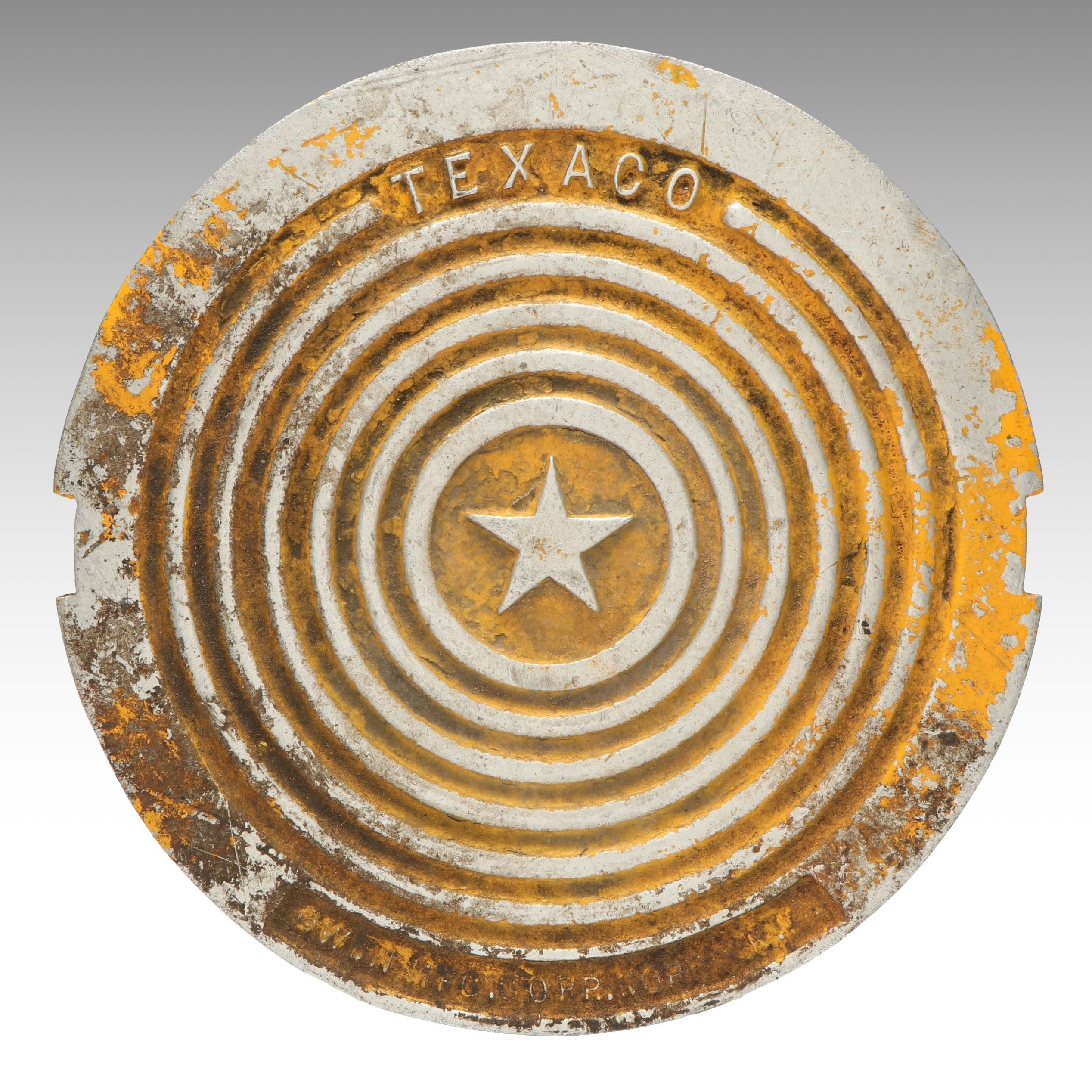 Texaco Metal Gasoline Manhole Cover, Mid to Late 20th Century