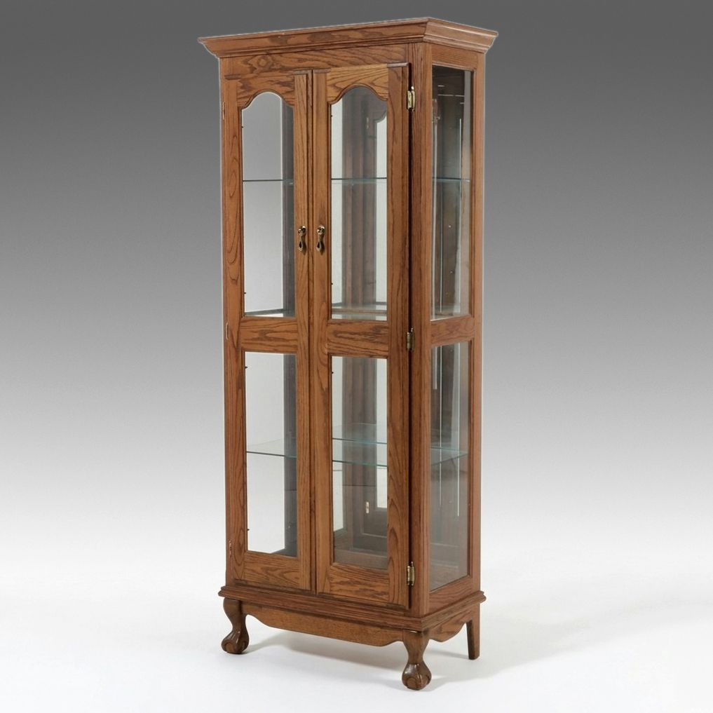 Chippendale Style Oak Illuminated Display Cabinet