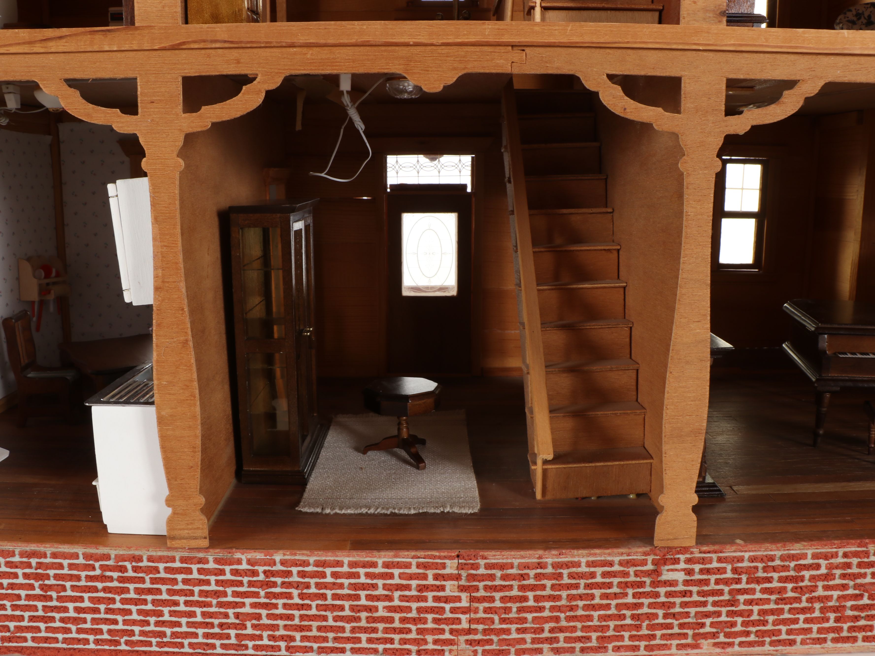 Handcrafted Victorian Style Electrified Wooden Doll House with Accessories