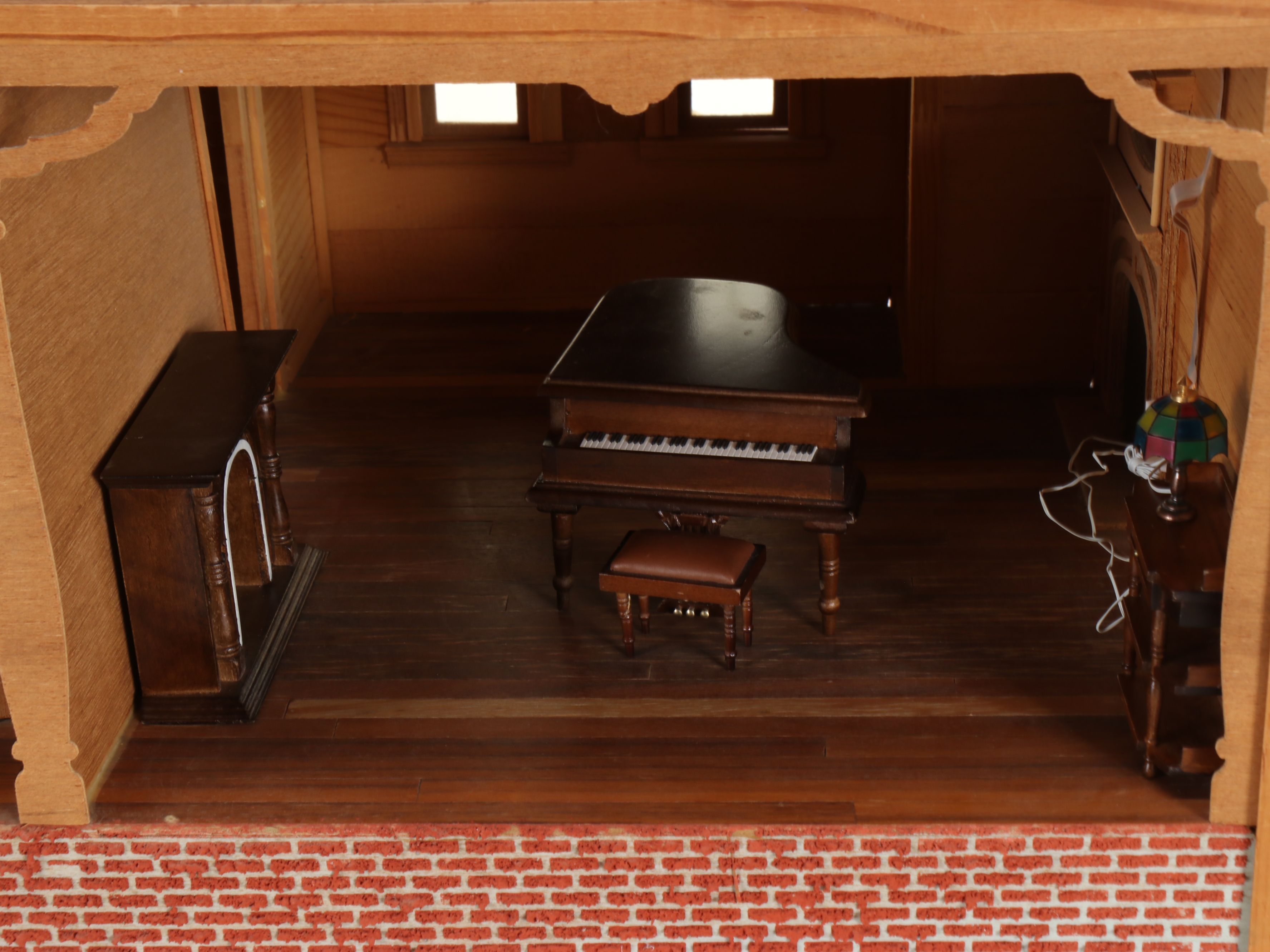 Handcrafted Victorian Style Electrified Wooden Doll House with Accessories