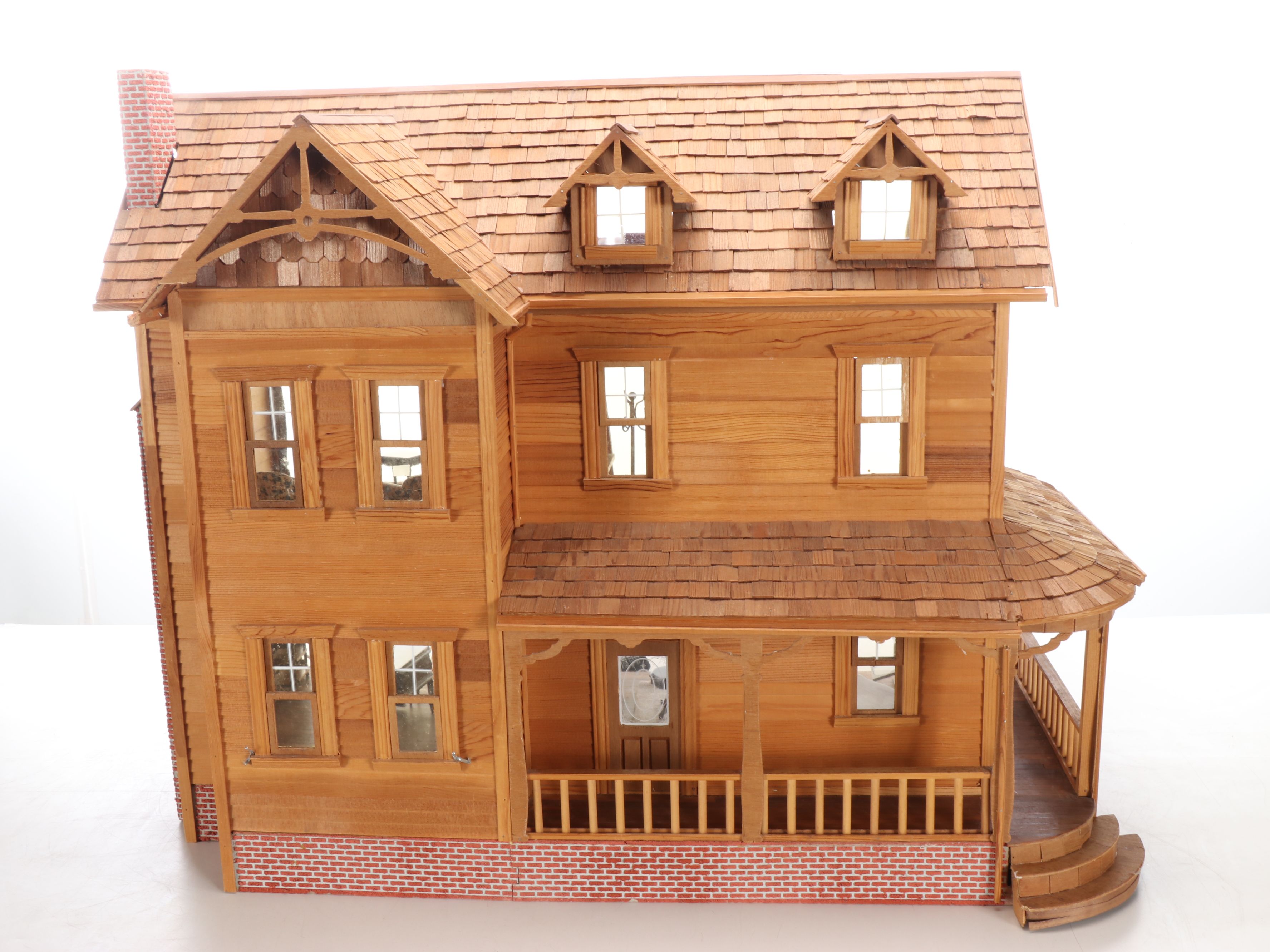 Handcrafted Victorian Style Electrified Wooden Doll House with Accessories