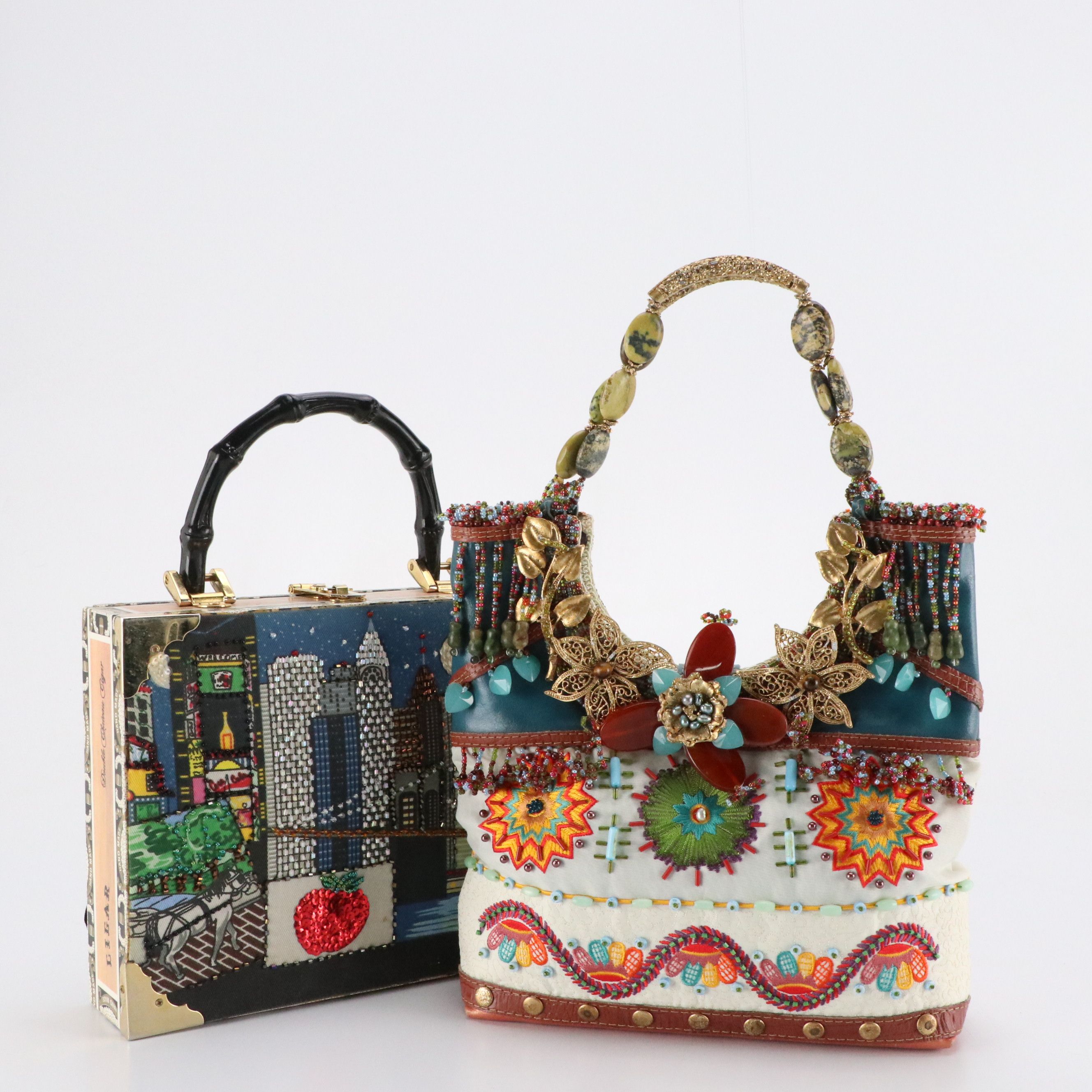 Mary Frances Embellished Bag and Other New York Motif Cigar Box Purse