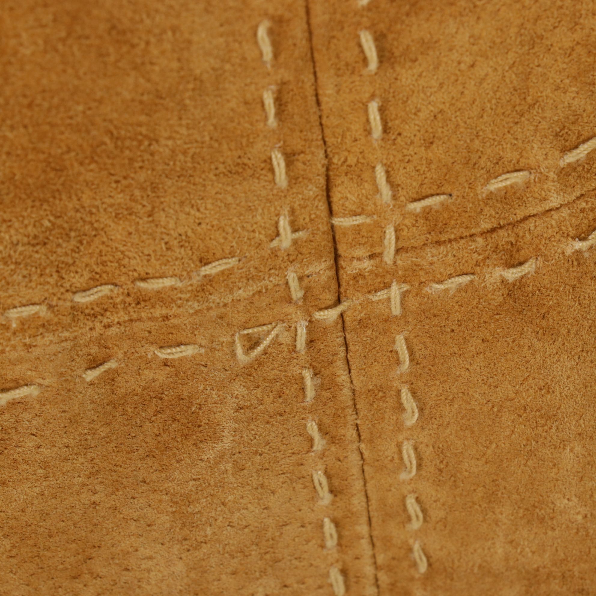 Bebe Suede Leather Button-Front Long Jacket with Running Stitch Detail