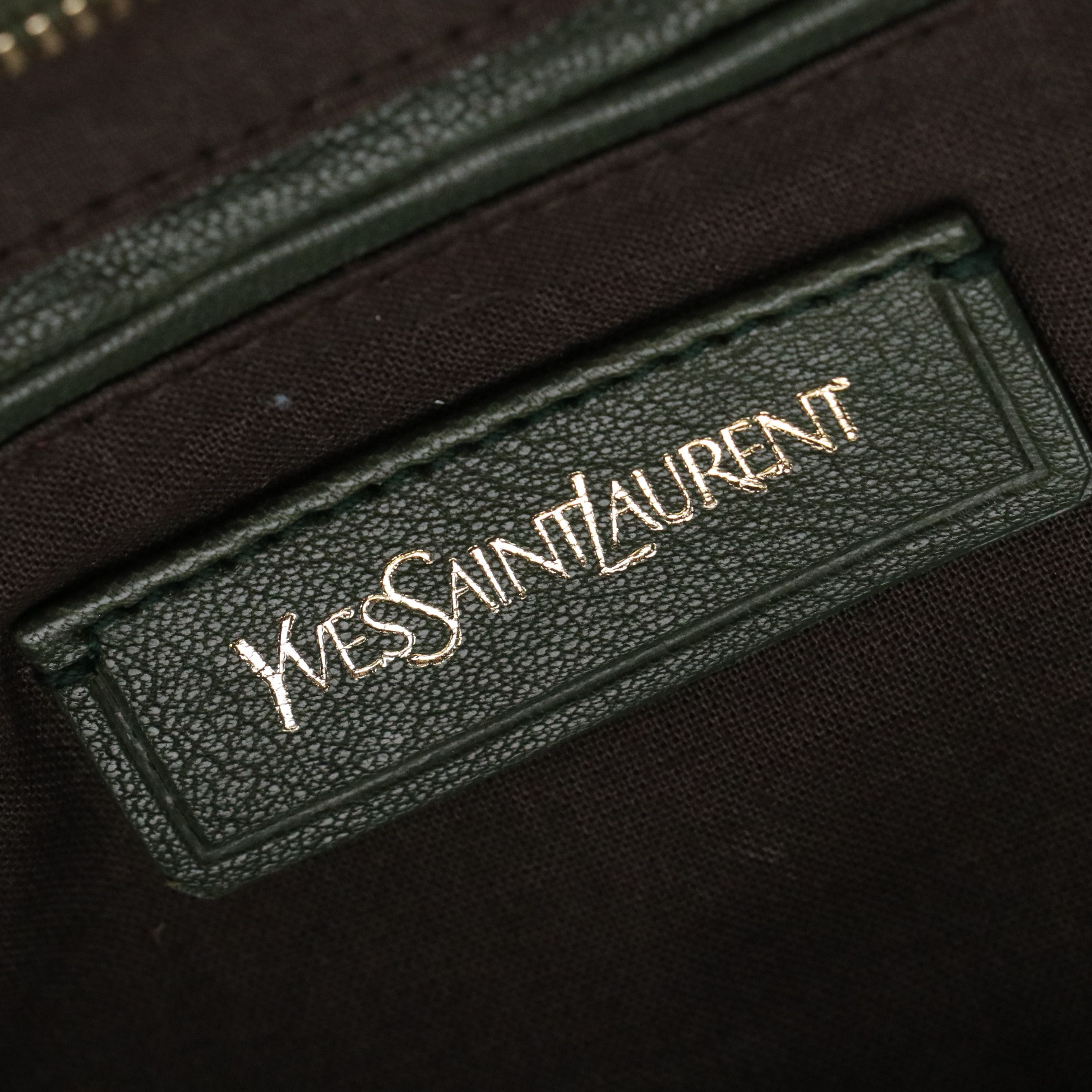 Yves Saint Laurent Cabas ChYc Large Tote Bag in Tartan Green Leather