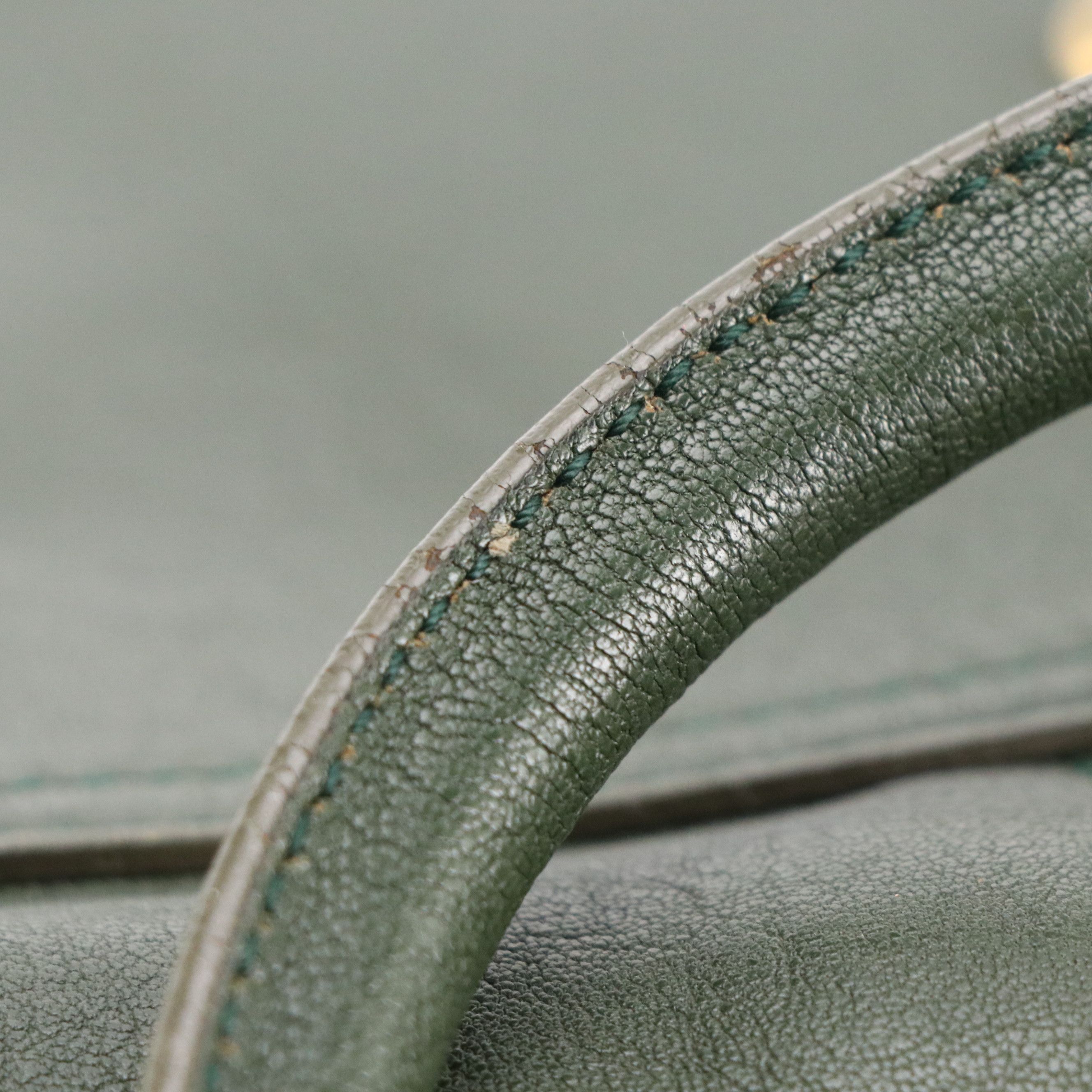 Yves Saint Laurent Cabas ChYc Large Tote Bag in Tartan Green Leather