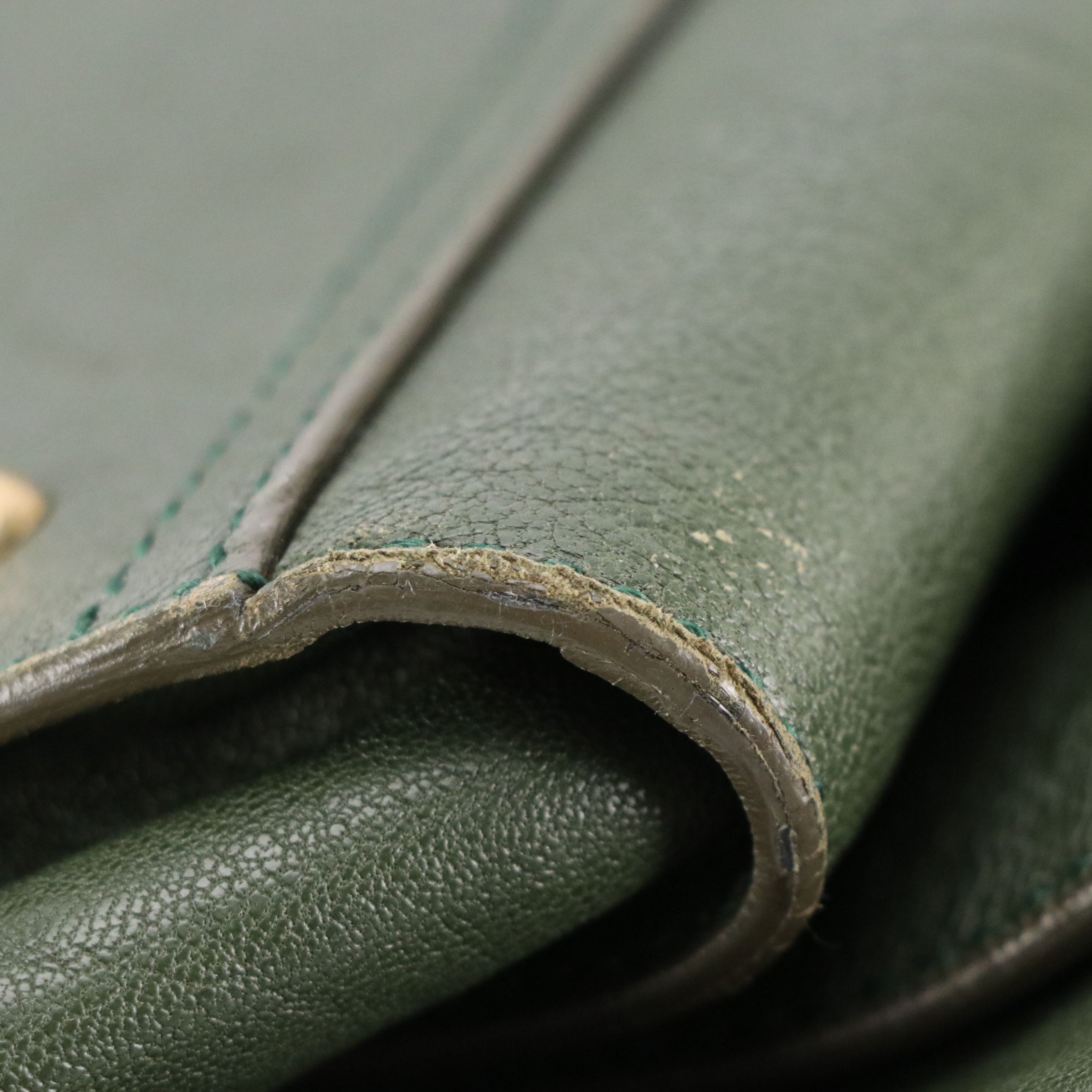 Yves Saint Laurent Cabas ChYc Large Tote Bag in Tartan Green Leather