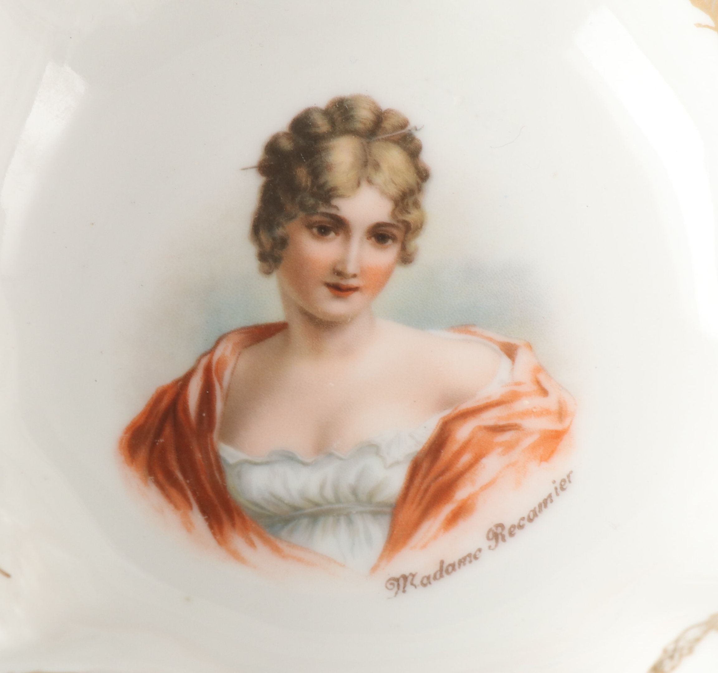 Prov. Sxe E.S. Gilt Decorated Porcelain Bowls with Milk and Cobalt Glass Bell