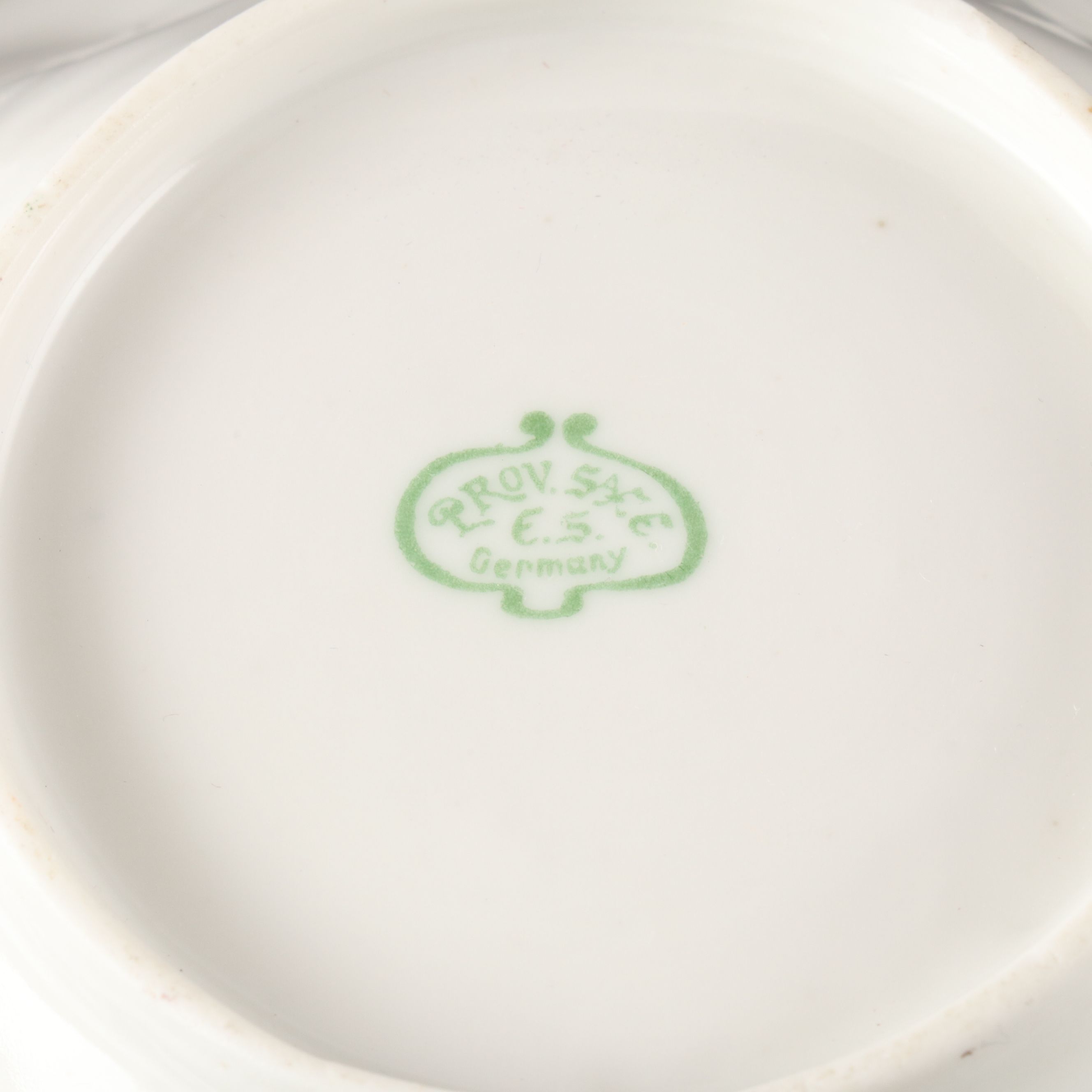 Prov. Sxe E.S. Gilt Decorated Porcelain Bowls with Milk and Cobalt Glass Bell