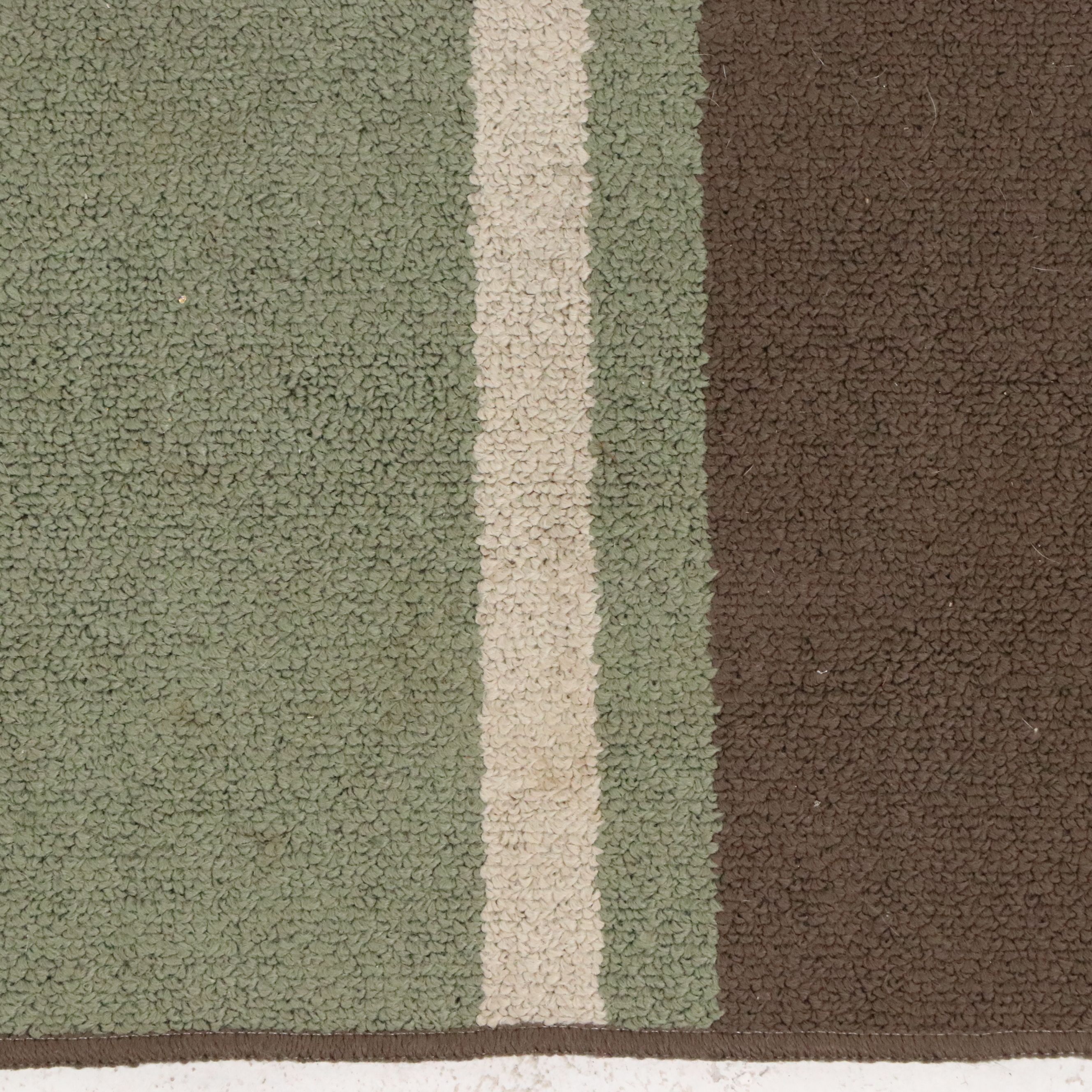 4'1 x 5'6 Machine Made Room Essentials Brown and Green Stripe Area Rug