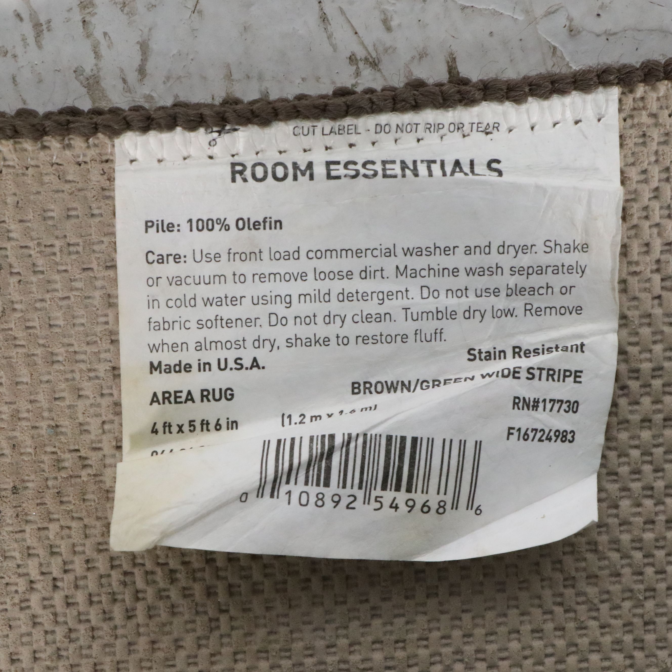 4'1 x 5'6 Machine Made Room Essentials Brown and Green Stripe Area Rug