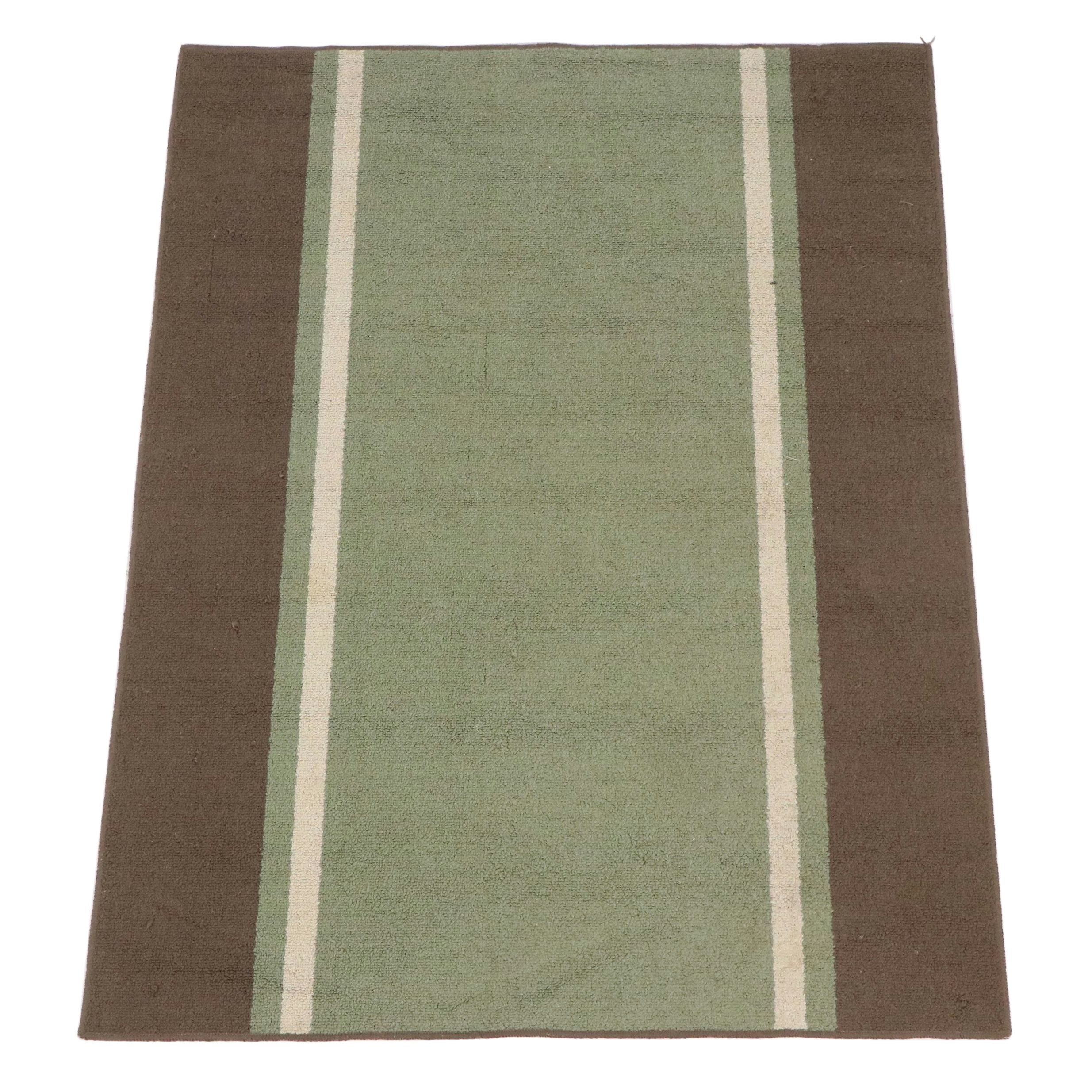 4'1 x 5'6 Machine Made Room Essentials Brown and Green Stripe Area Rug