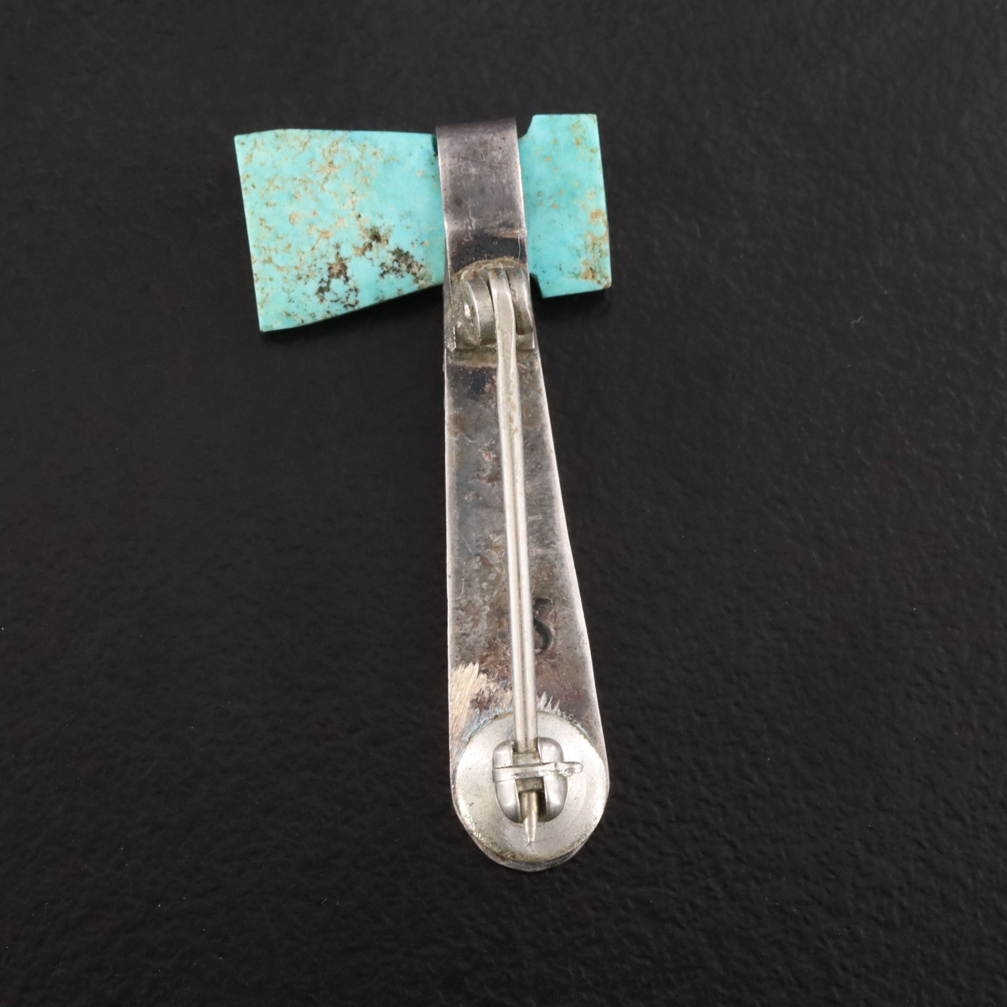 Vintage Southwestern Sterling Turquoise Tomahawk Pin