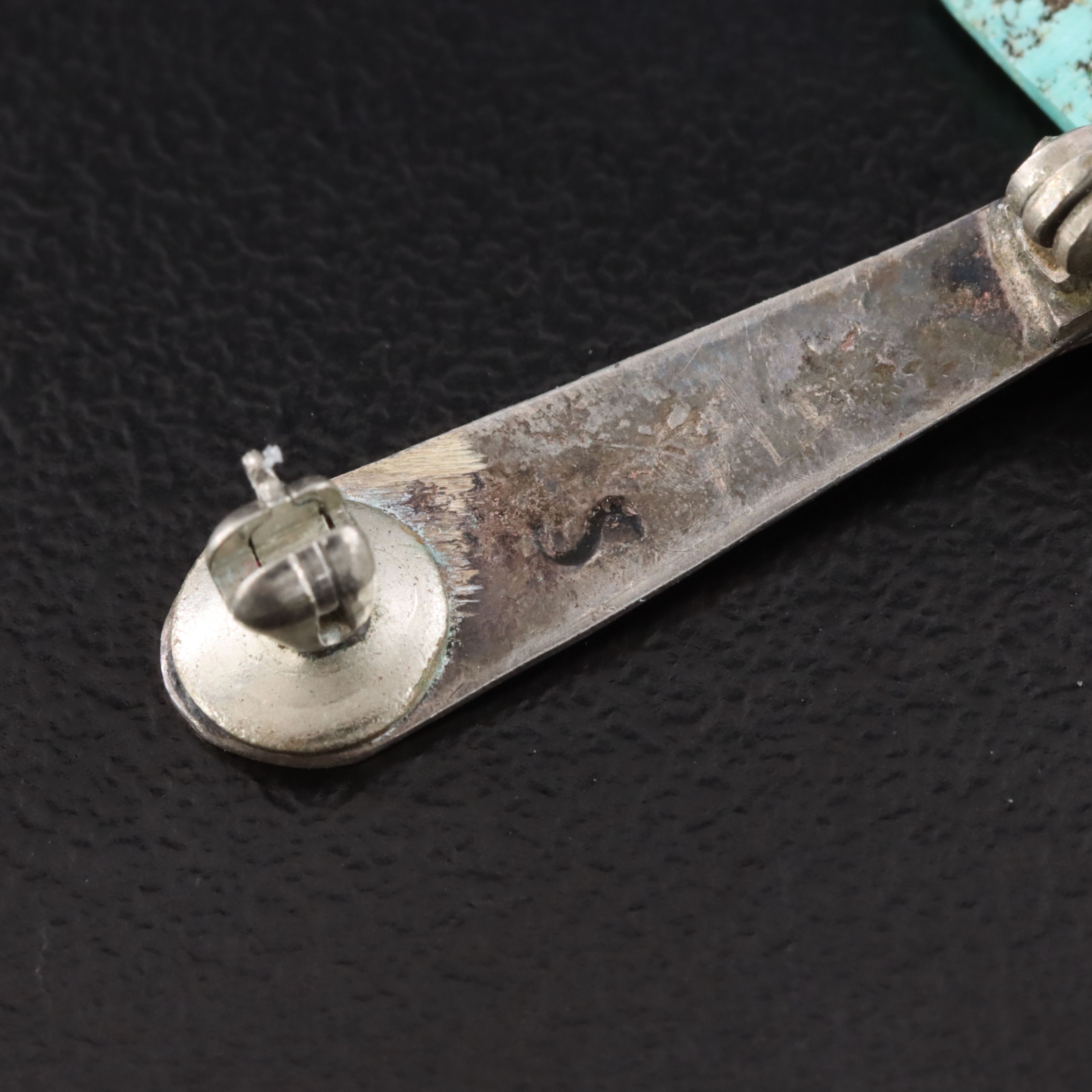 Vintage Southwestern Sterling Turquoise Tomahawk Pin