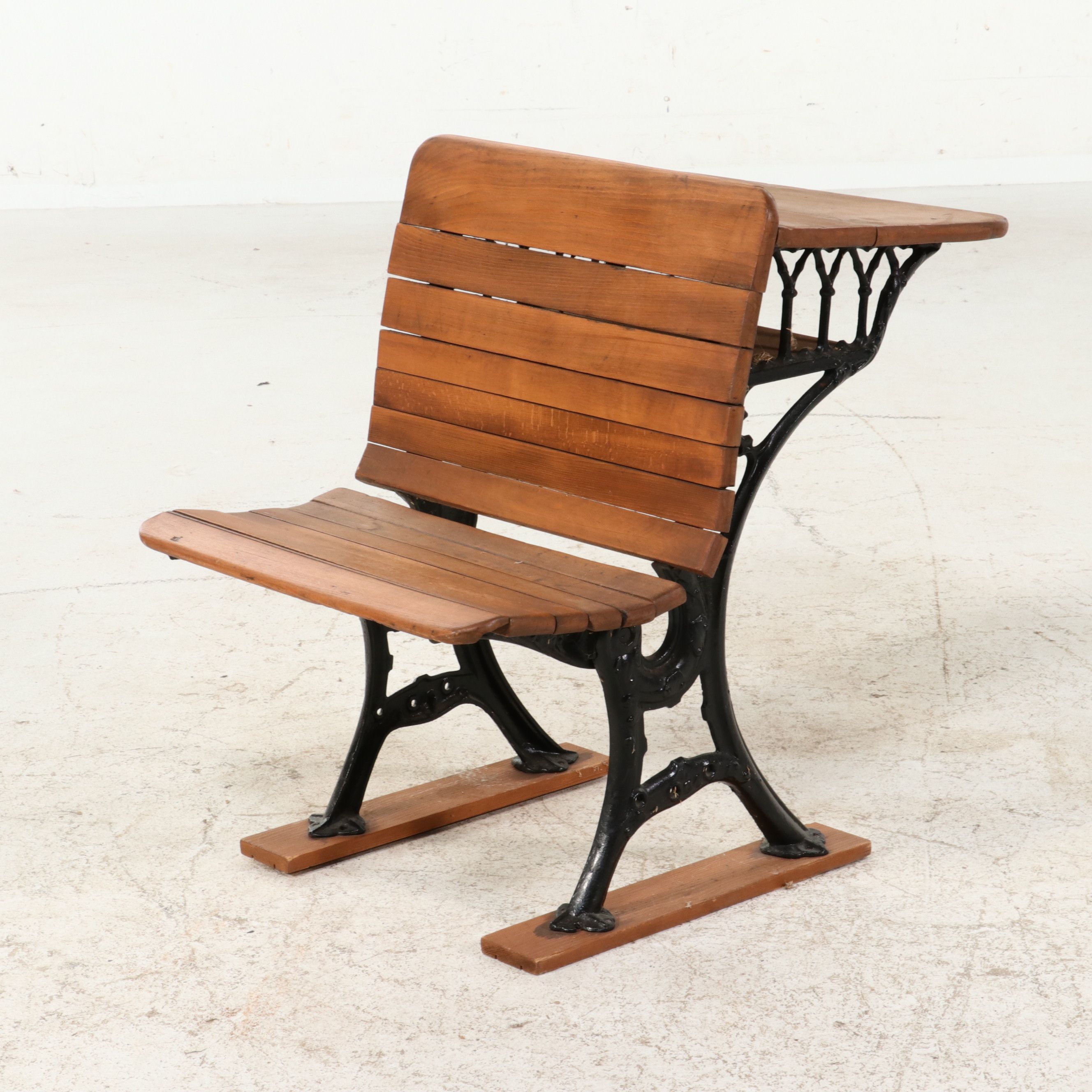 Late Victorian Cast Iron and Wood Student Desk, Late 19th to Early 20th Century