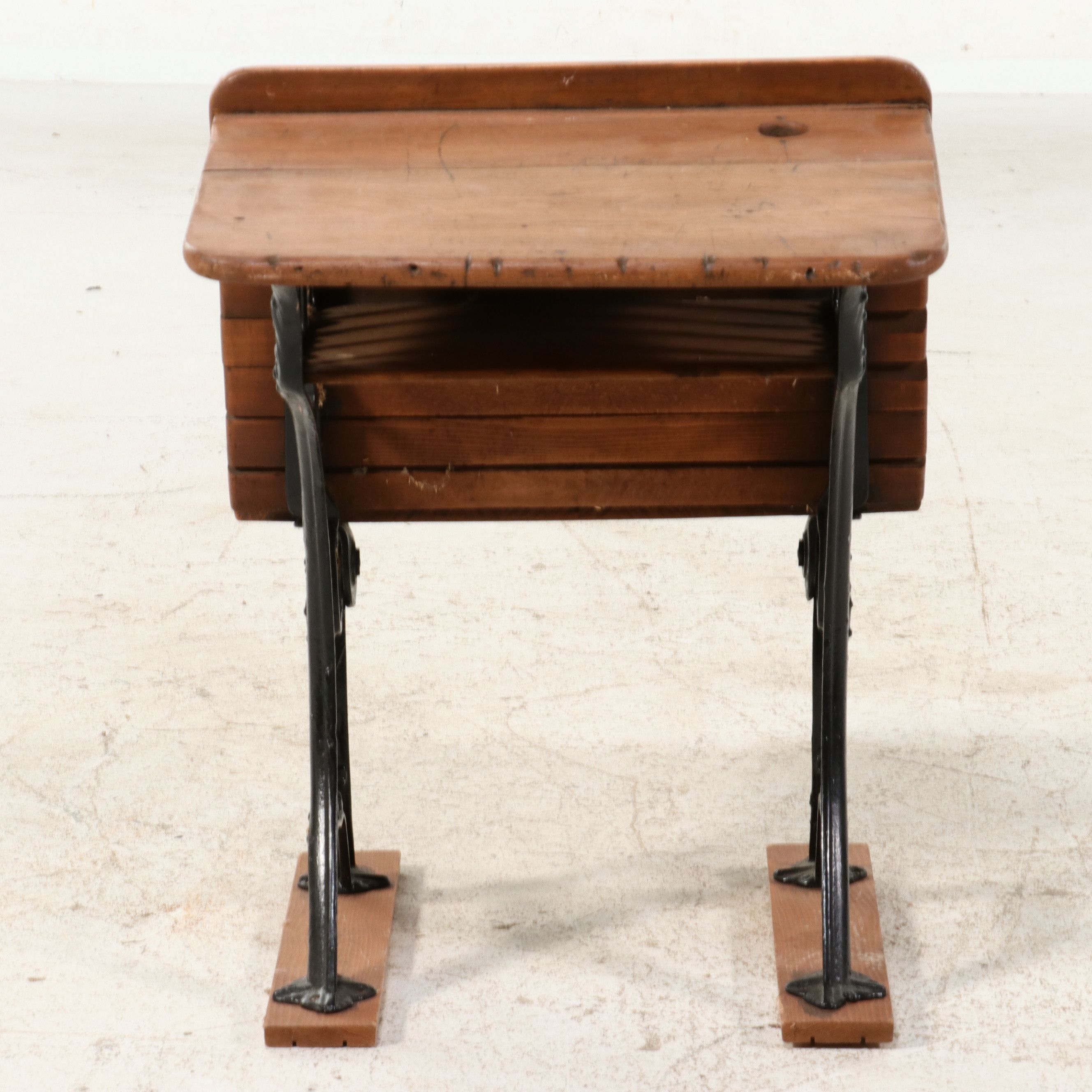 Late Victorian Cast Iron and Wood Student Desk, Late 19th to Early 20th Century