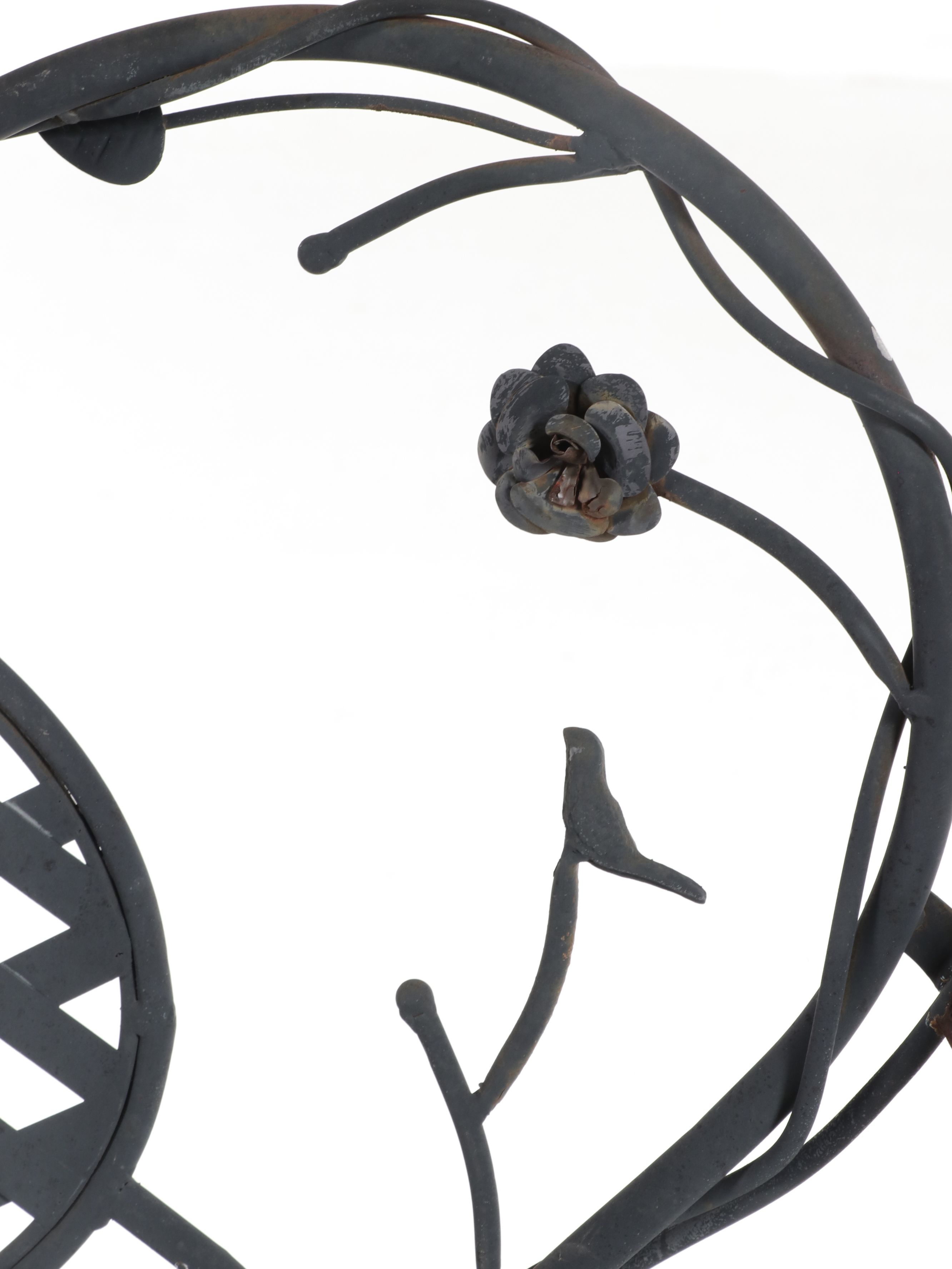 Art Nouveau Style Wrought Iron Vine and Diamond Weave Patio Settee