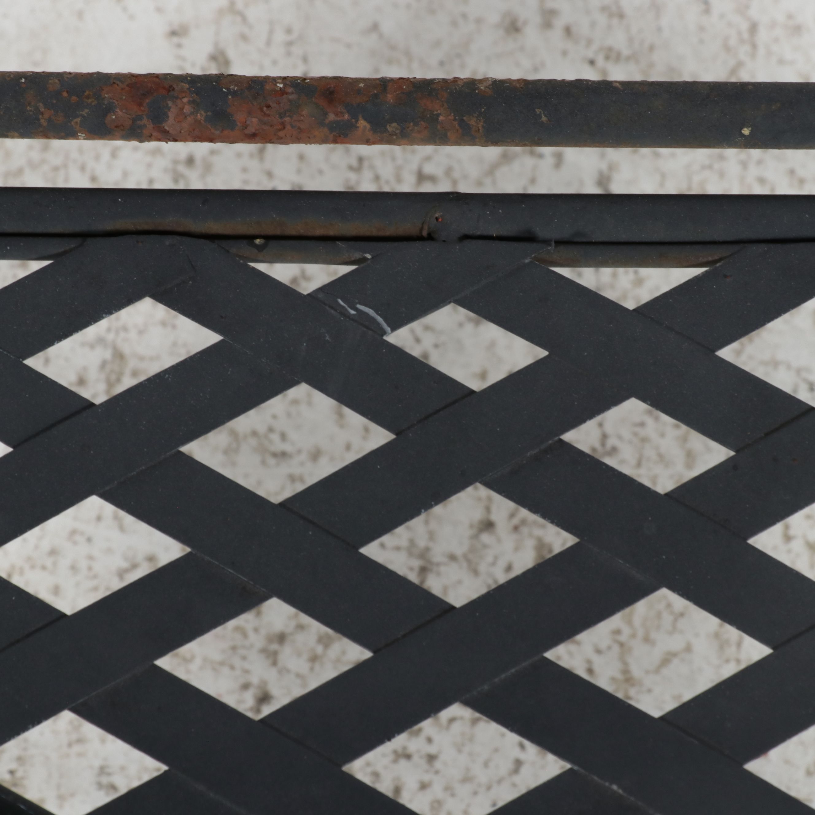 Art Nouveau Style Wrought Iron Vine and Diamond Weave Patio Settee