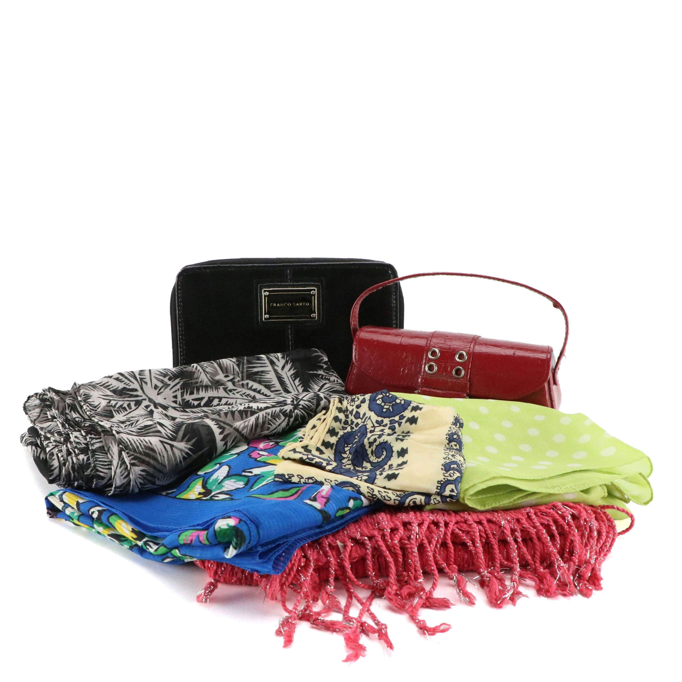 Franco Sarto PVC Zip-Around Long Wallet with Scarves and Sunglasses Case