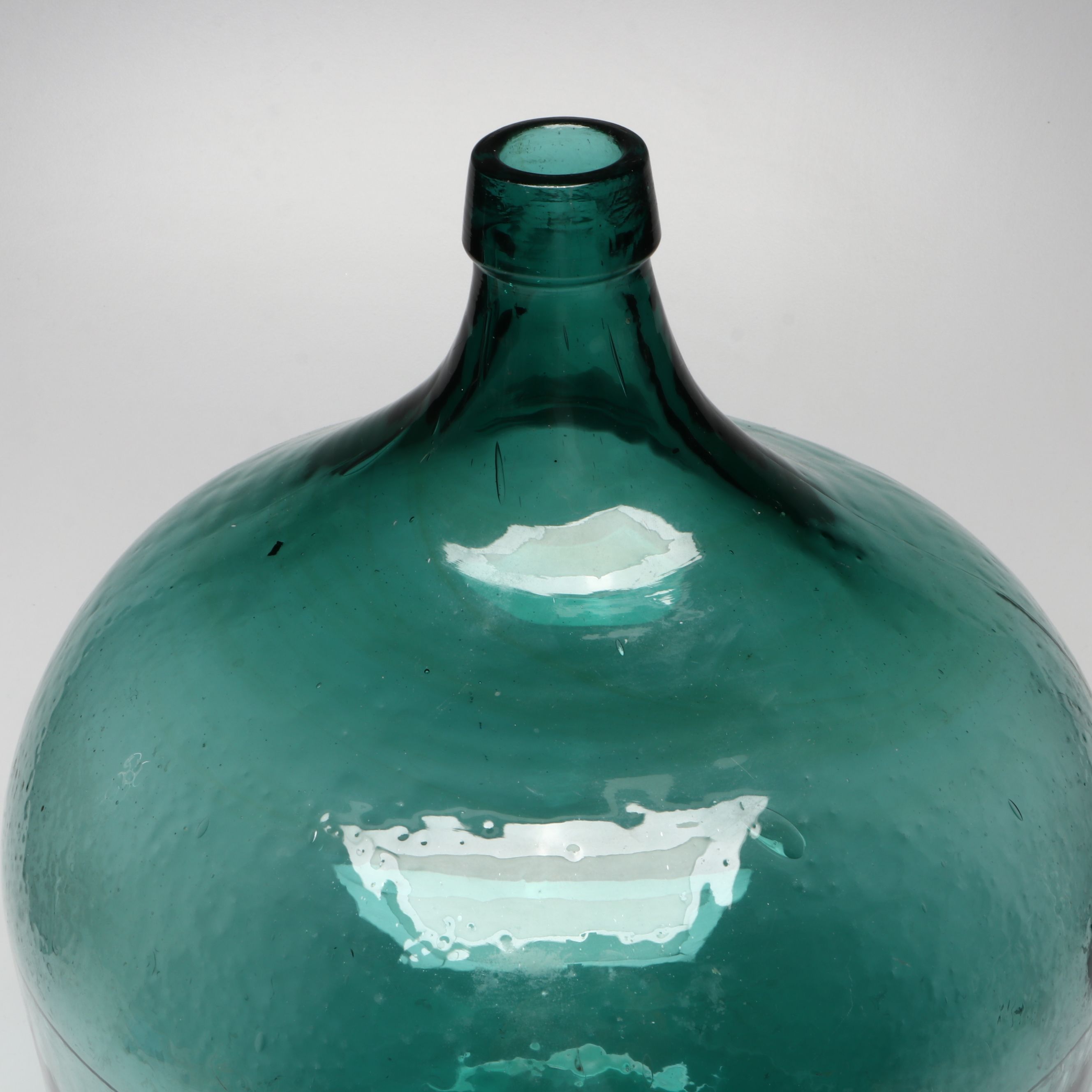 Mold-Blown Aqua Glass Bottle