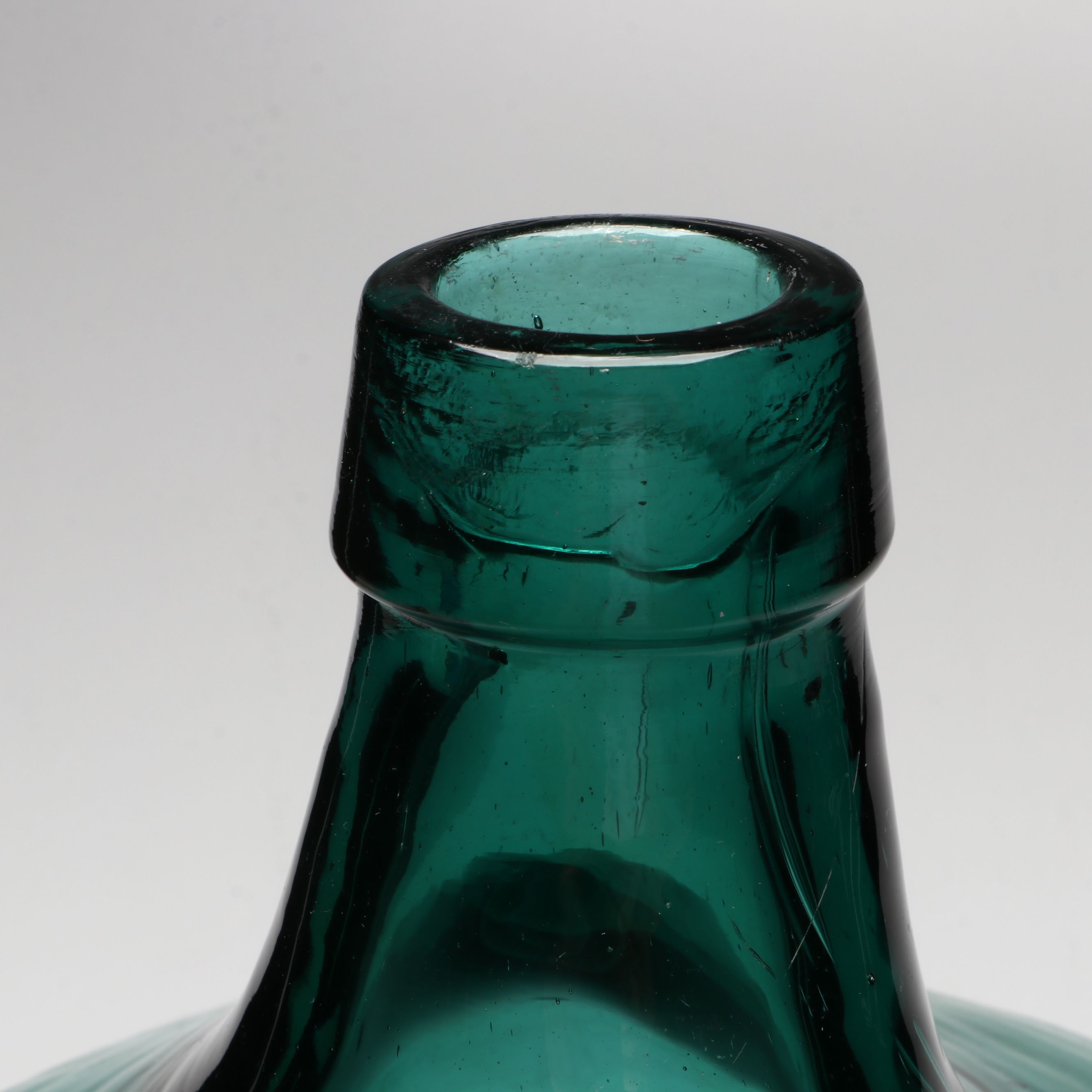 Mold-Blown Aqua Glass Bottle