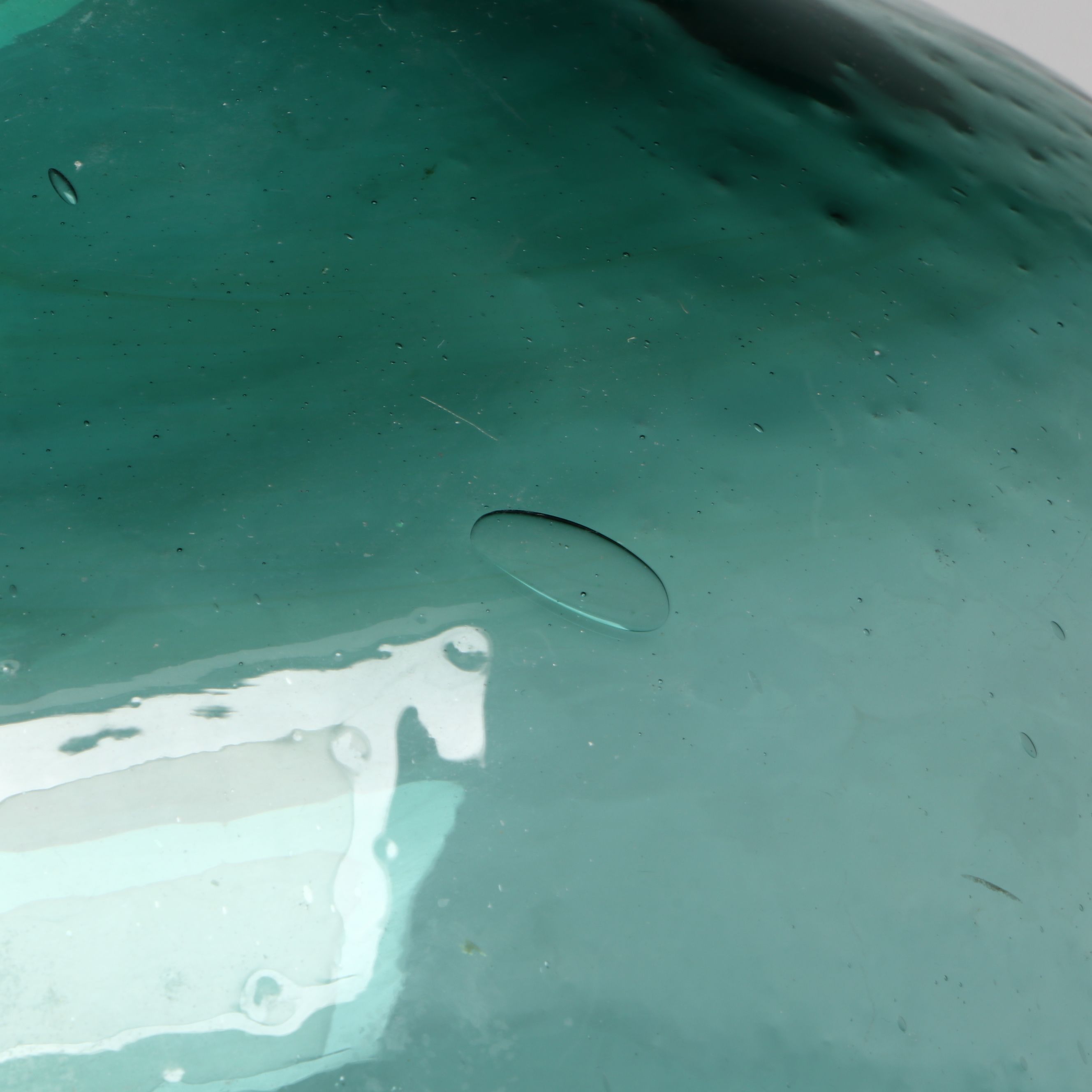 Mold-Blown Aqua Glass Bottle