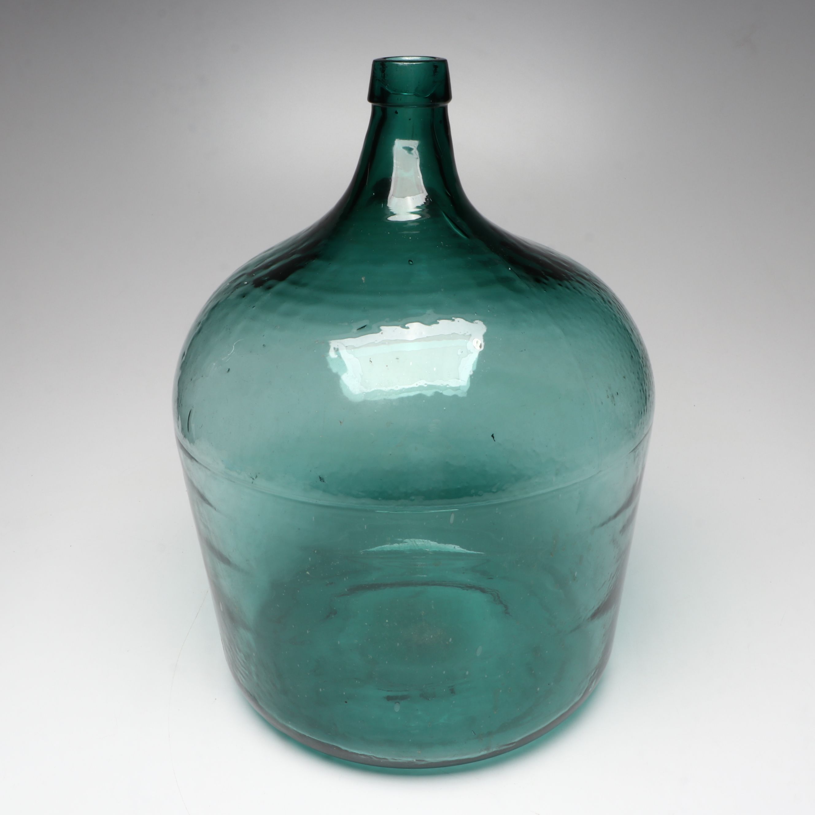 Mold-Blown Aqua Glass Bottle