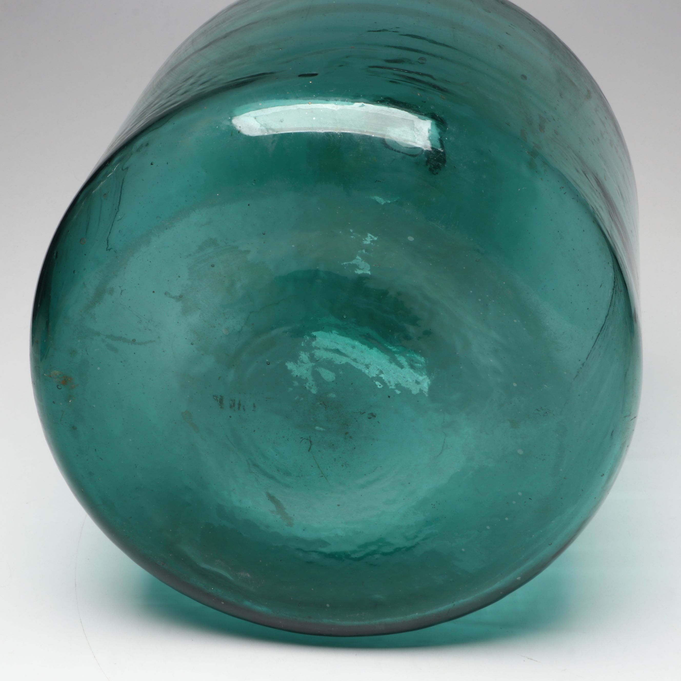 Mold-Blown Aqua Glass Bottle