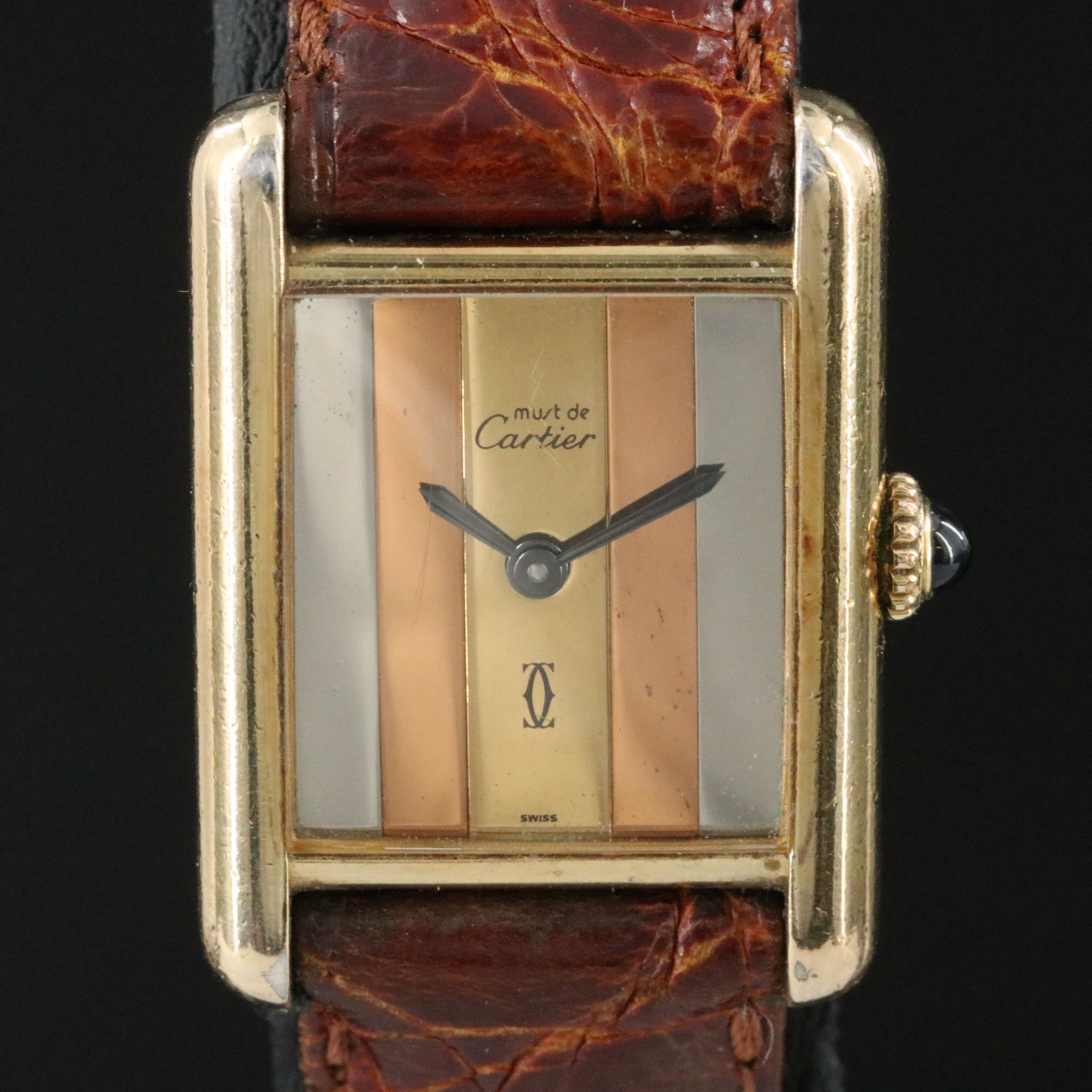 Cartier Must de Cartier .925 Silver Gold Plated Trinity Dial Manual Wind Watch