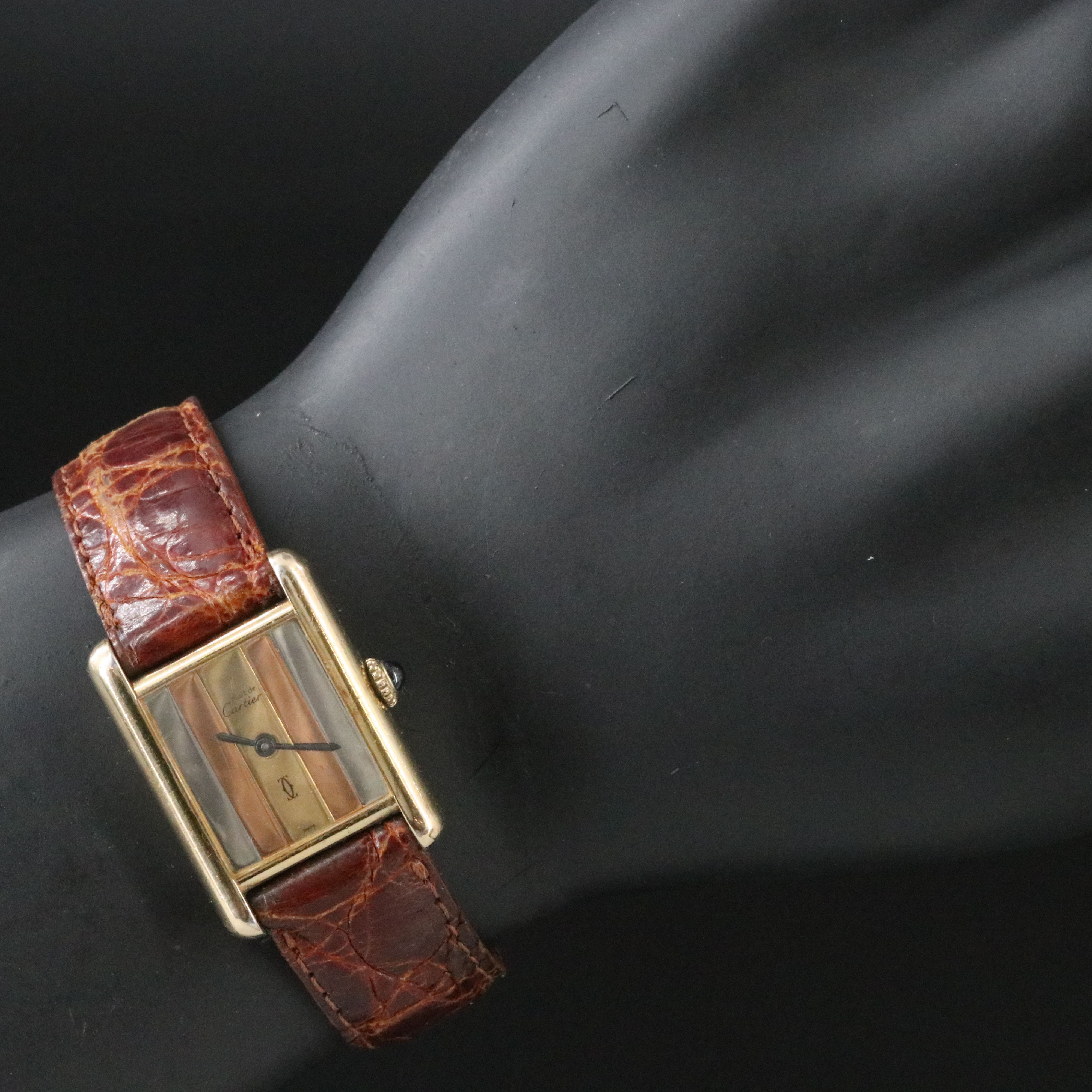 Cartier Must de Cartier .925 Silver Gold Plated Trinity Dial Manual Wind Watch