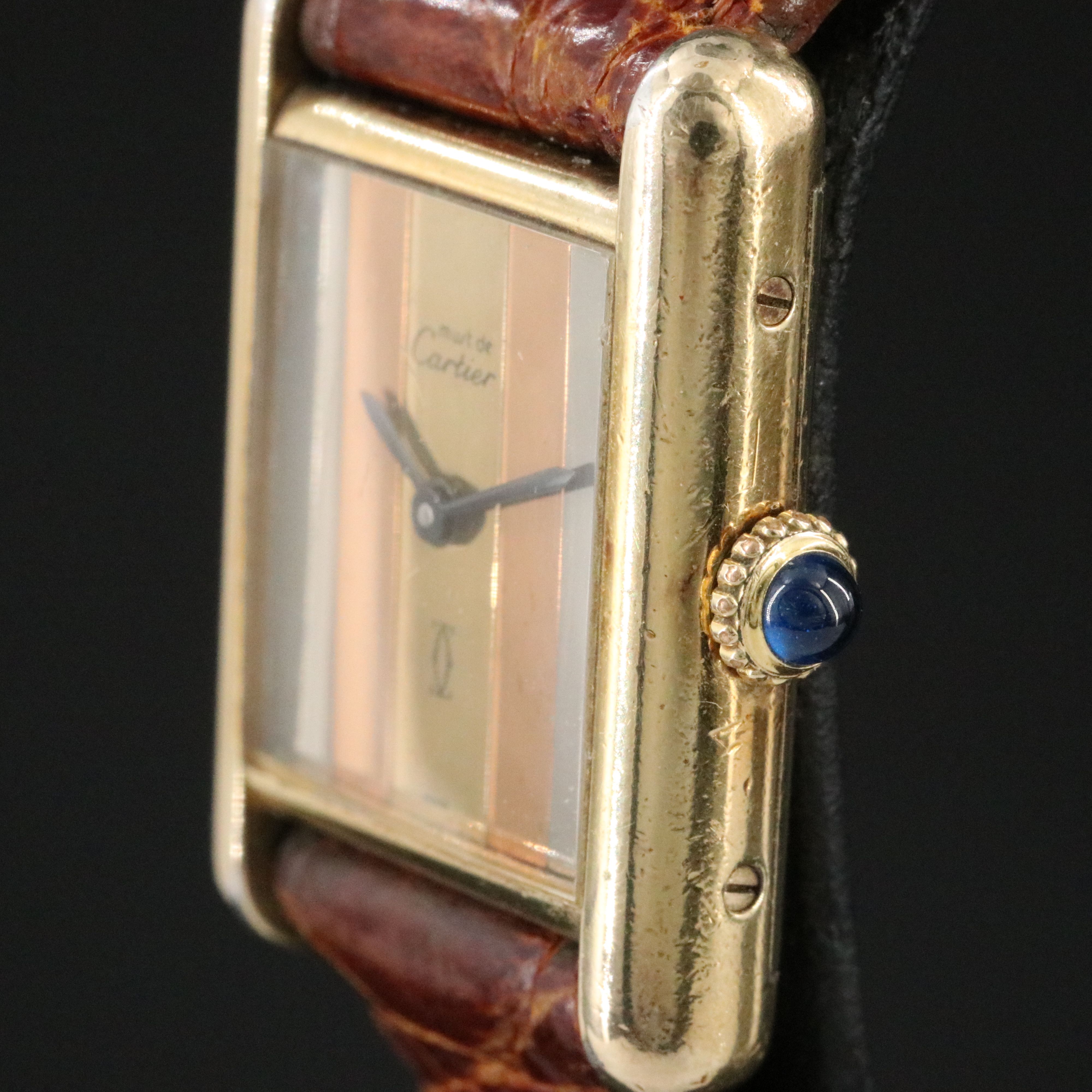 Cartier Must de Cartier .925 Silver Gold Plated Trinity Dial Manual Wind Watch