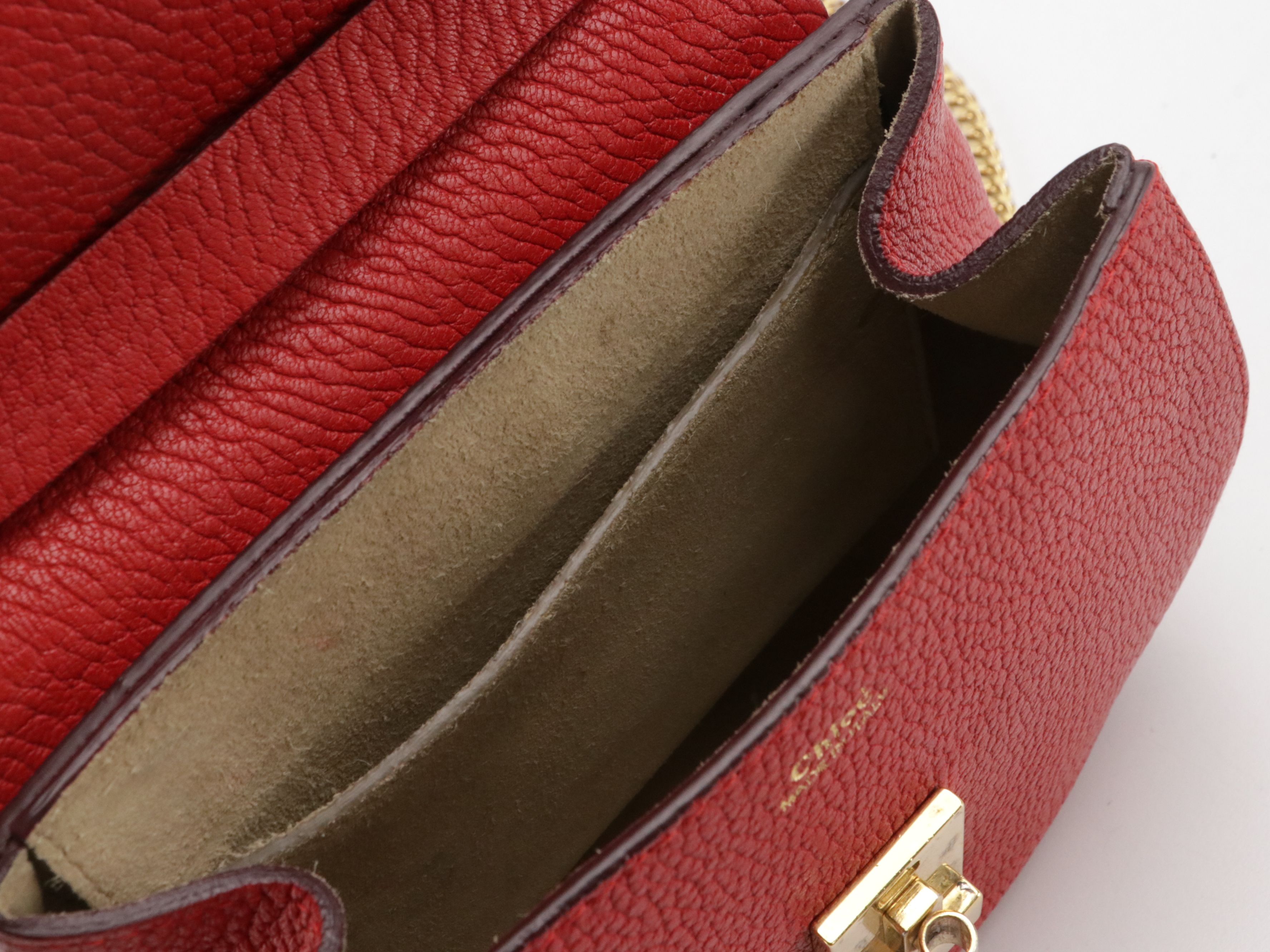 Chloé Mini Drew Crossbody Bag in Red Goatskin Leather