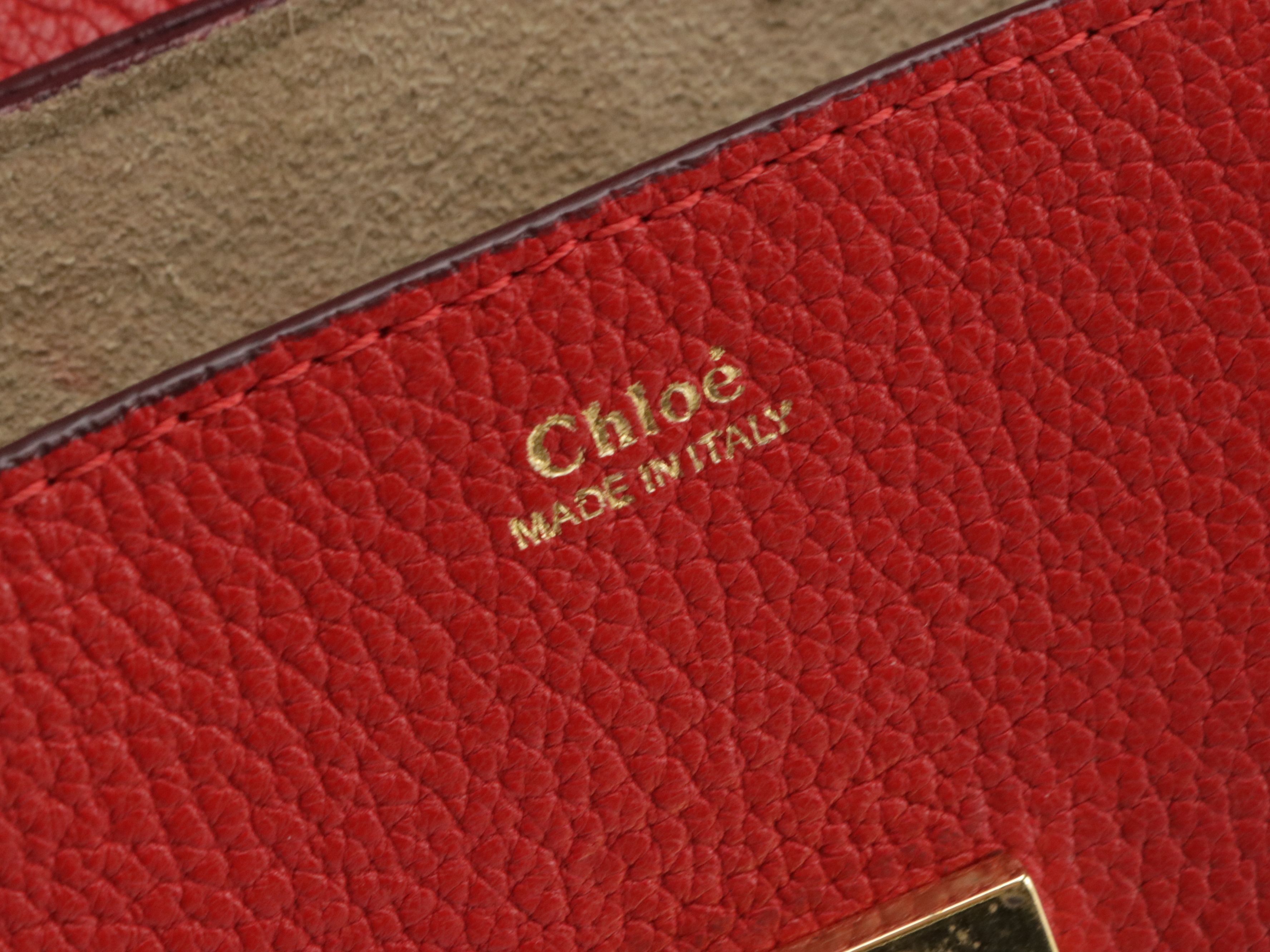 Chloé Mini Drew Crossbody Bag in Red Goatskin Leather