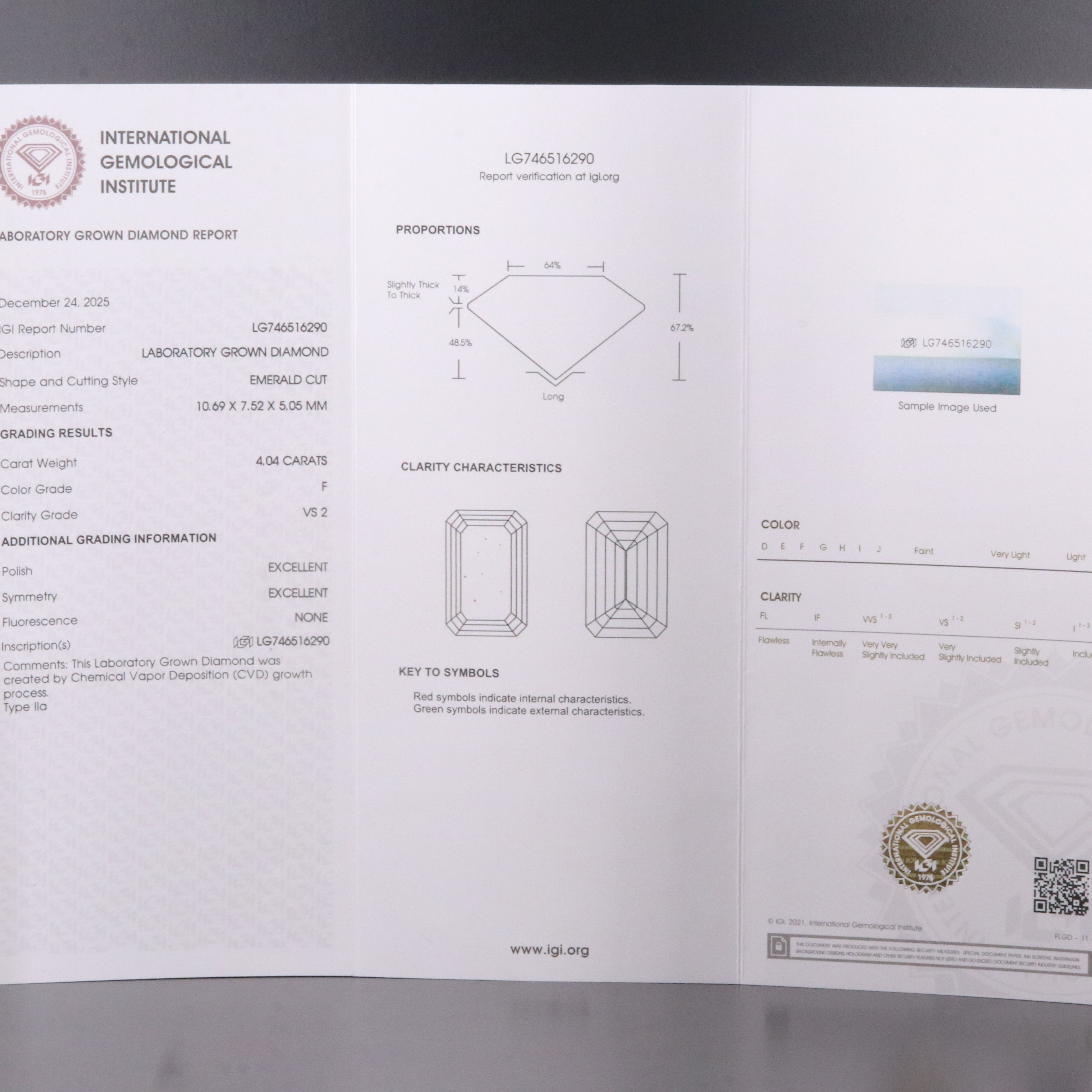 14K 4.04 CT Lab Grown Diamond Ring with IGI Report