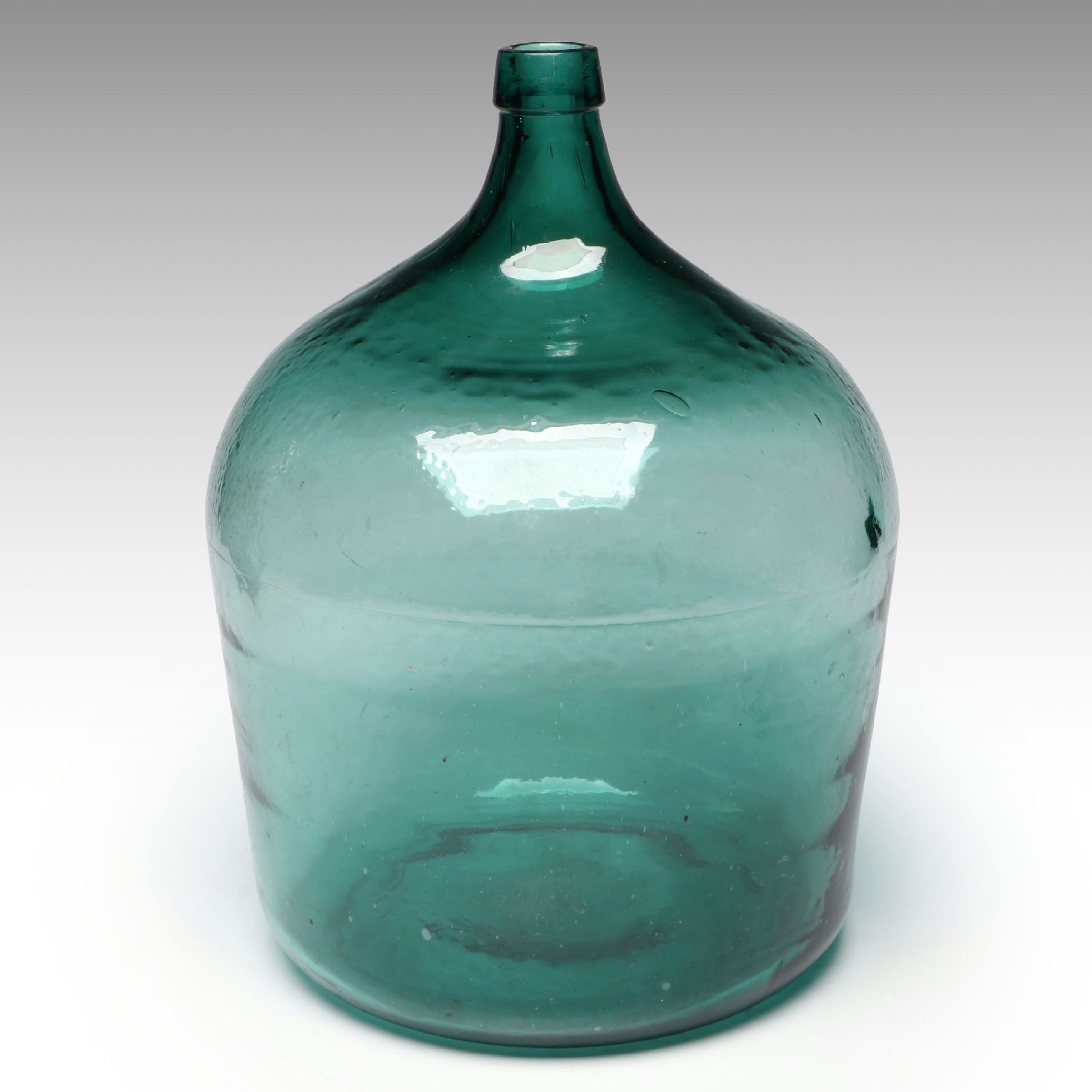 Mold-Blown Aqua Glass Bottle