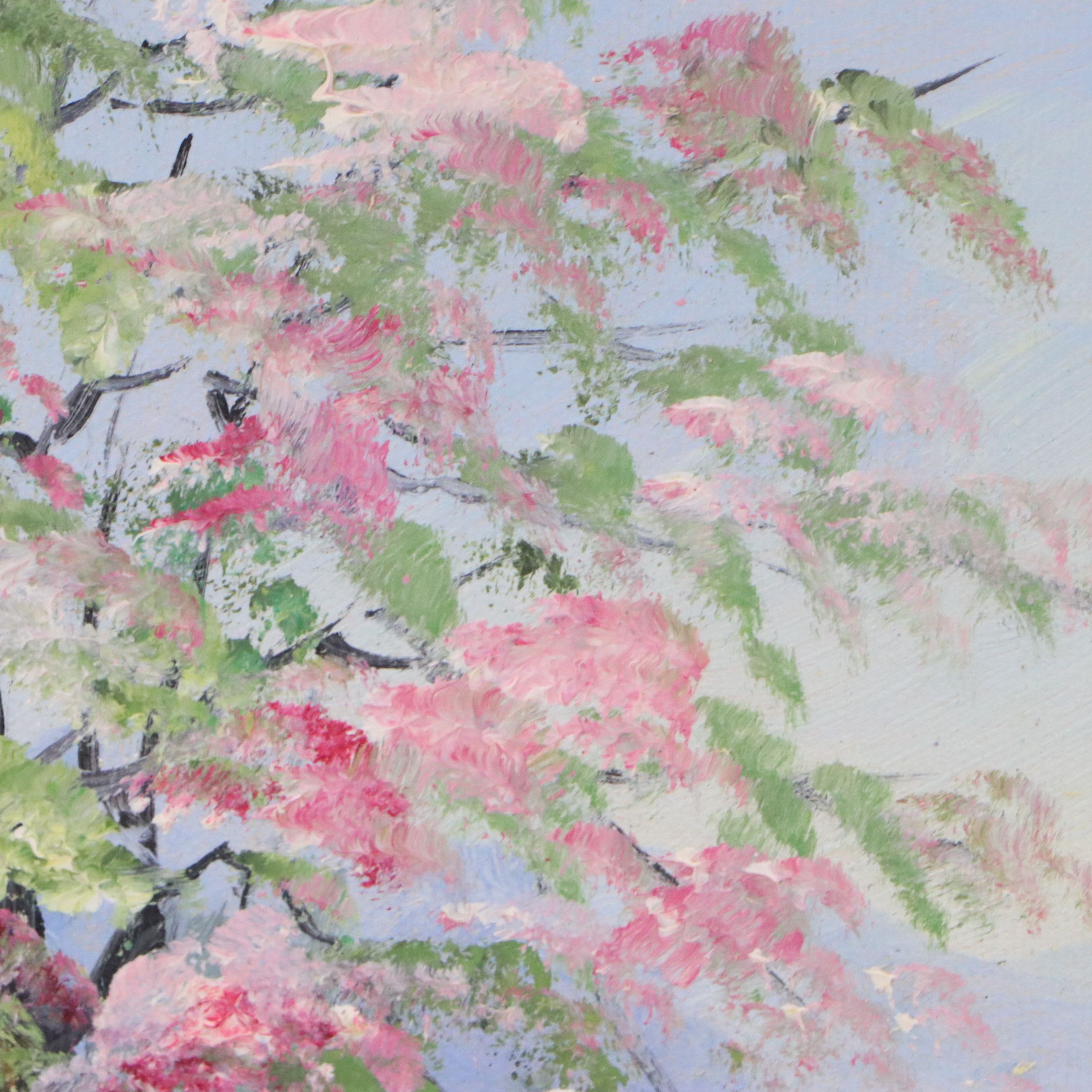 Bertha Hatton Duke Oil Painting of Bucolic Spring Landscape, Mid-20th Century