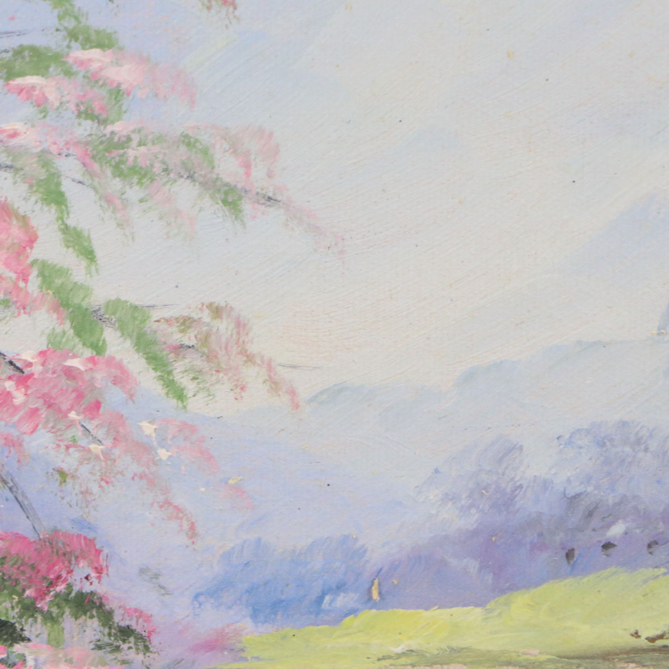 Bertha Hatton Duke Oil Painting of Bucolic Spring Landscape, Mid-20th Century