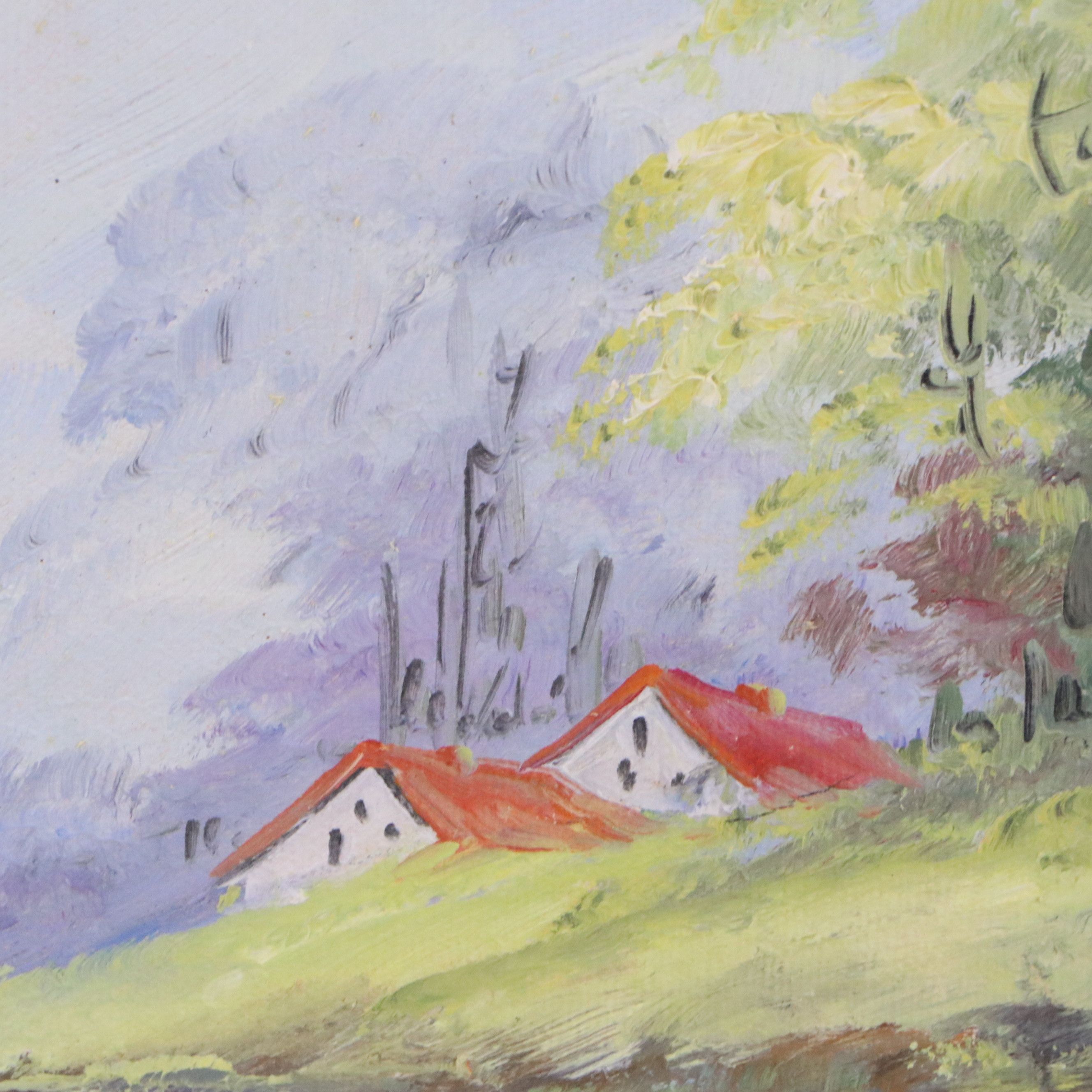 Bertha Hatton Duke Oil Painting of Bucolic Spring Landscape, Mid-20th Century