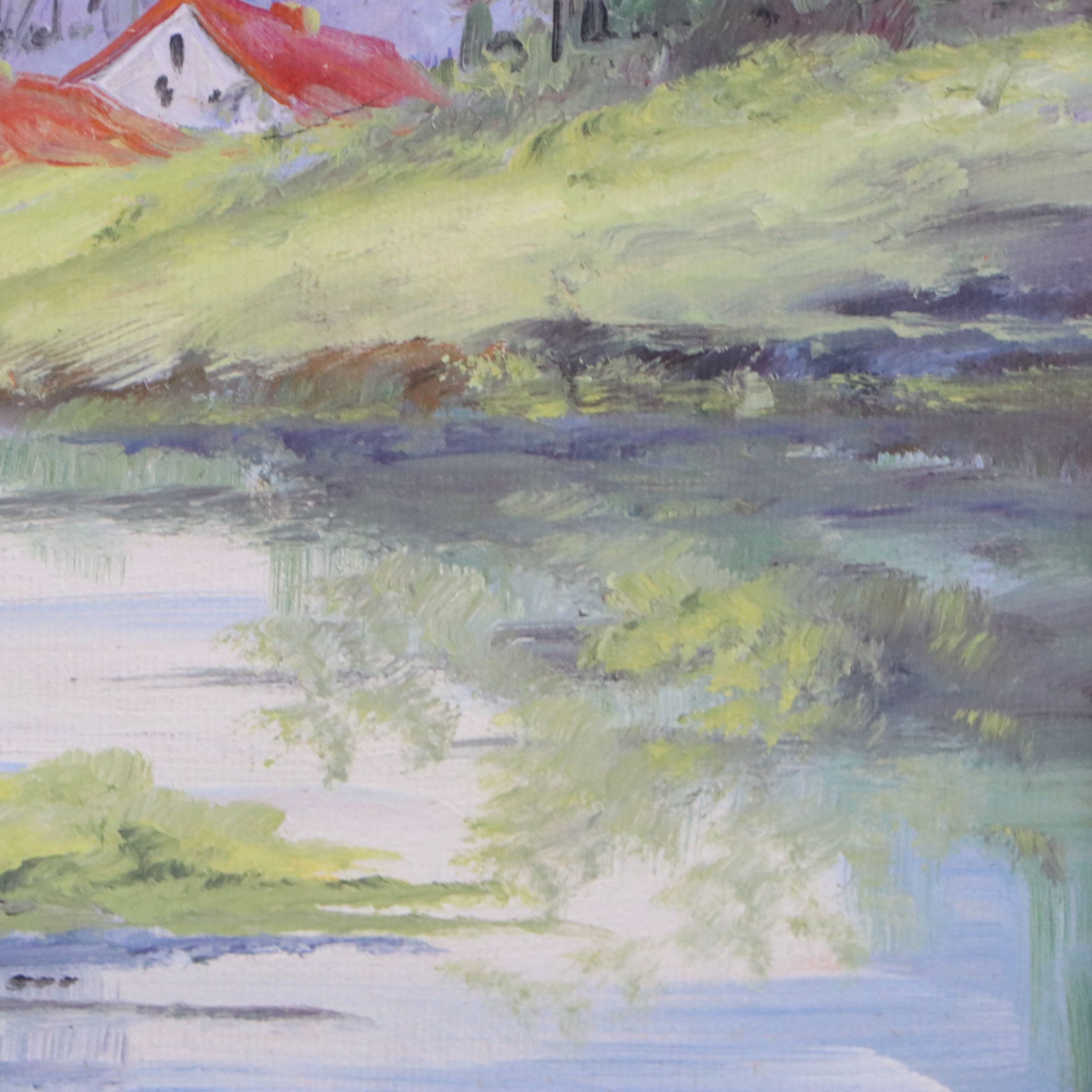 Bertha Hatton Duke Oil Painting of Bucolic Spring Landscape, Mid-20th Century