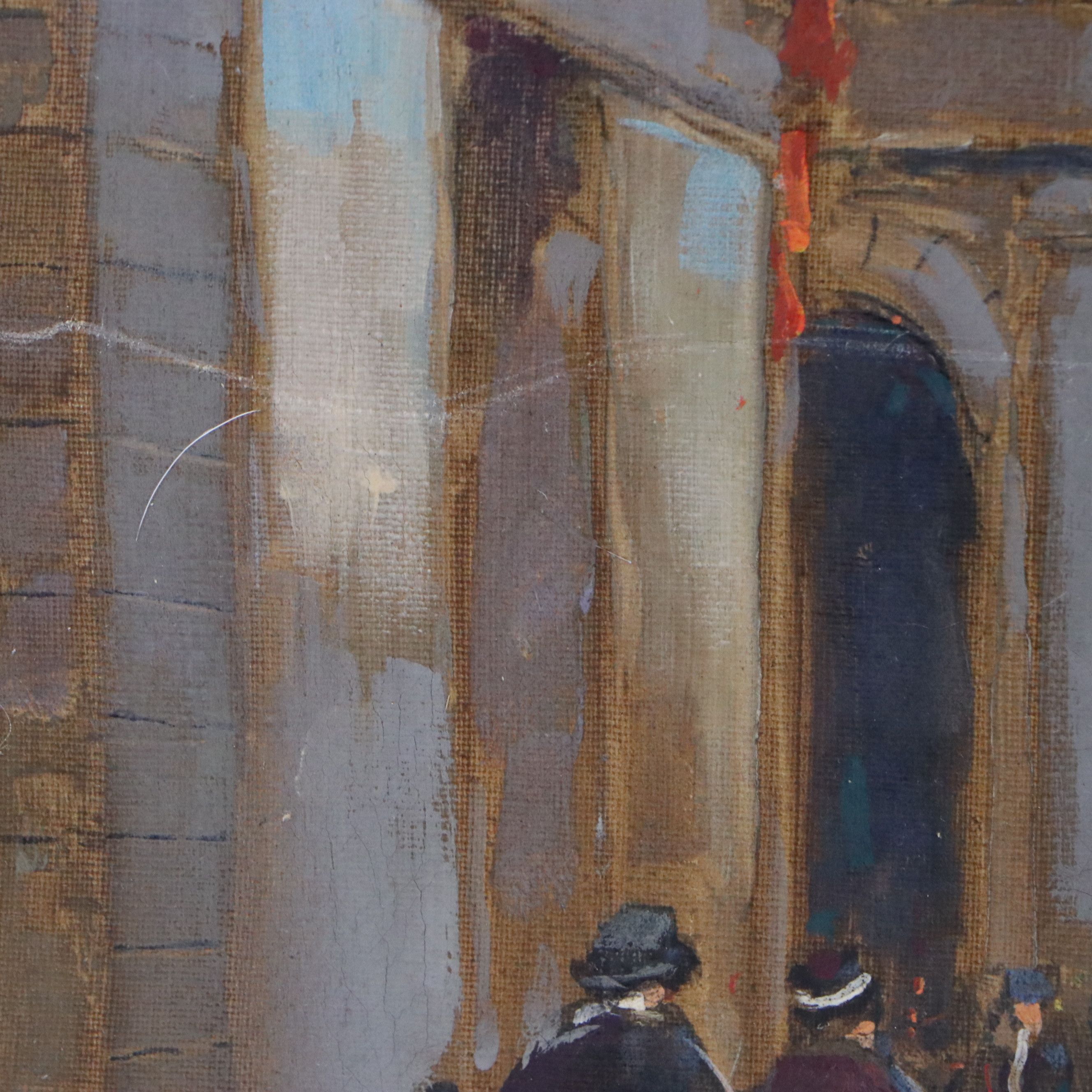 Andre Gisson Oil Painting of Parisian Street, 20th Century