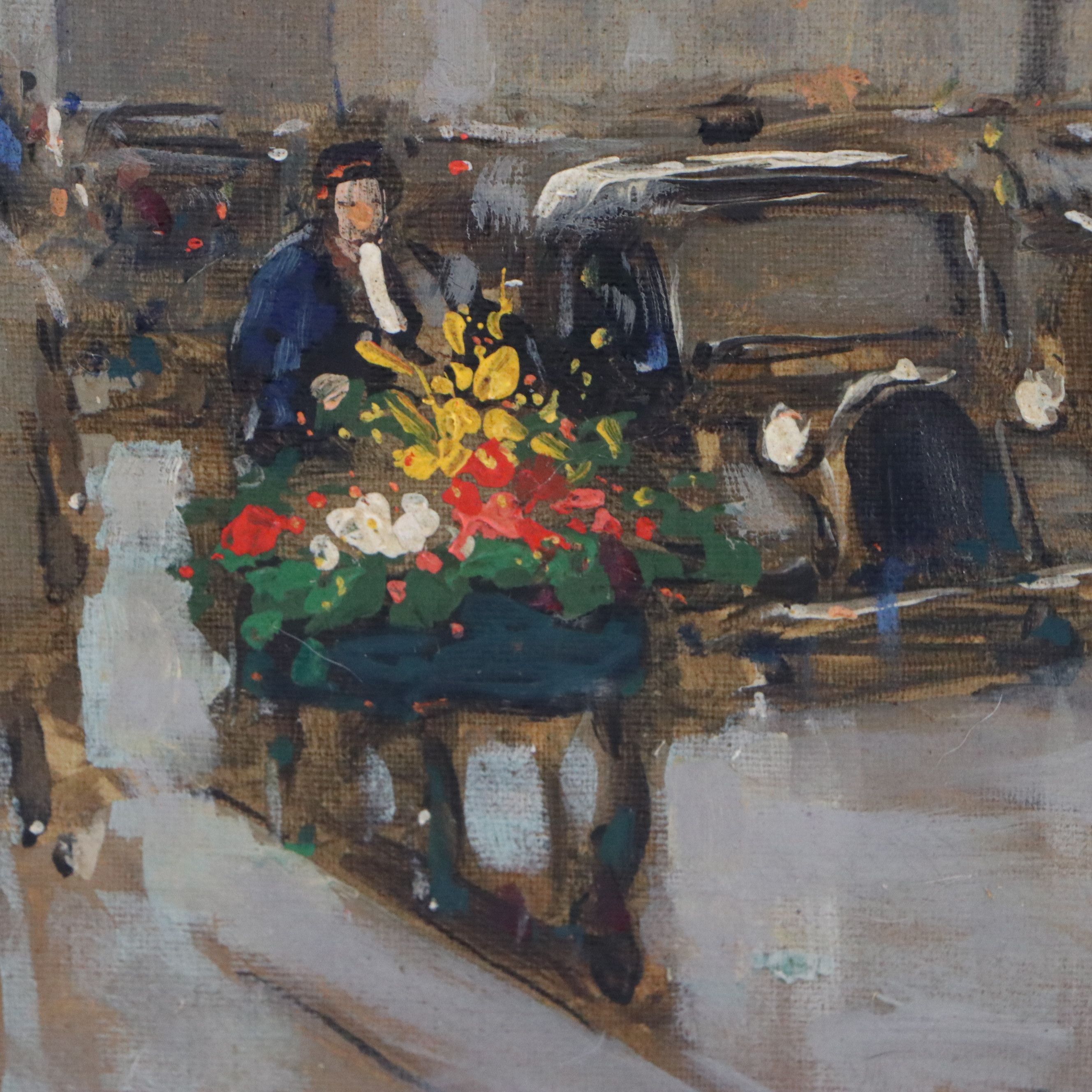 Andre Gisson Oil Painting of Parisian Street, 20th Century