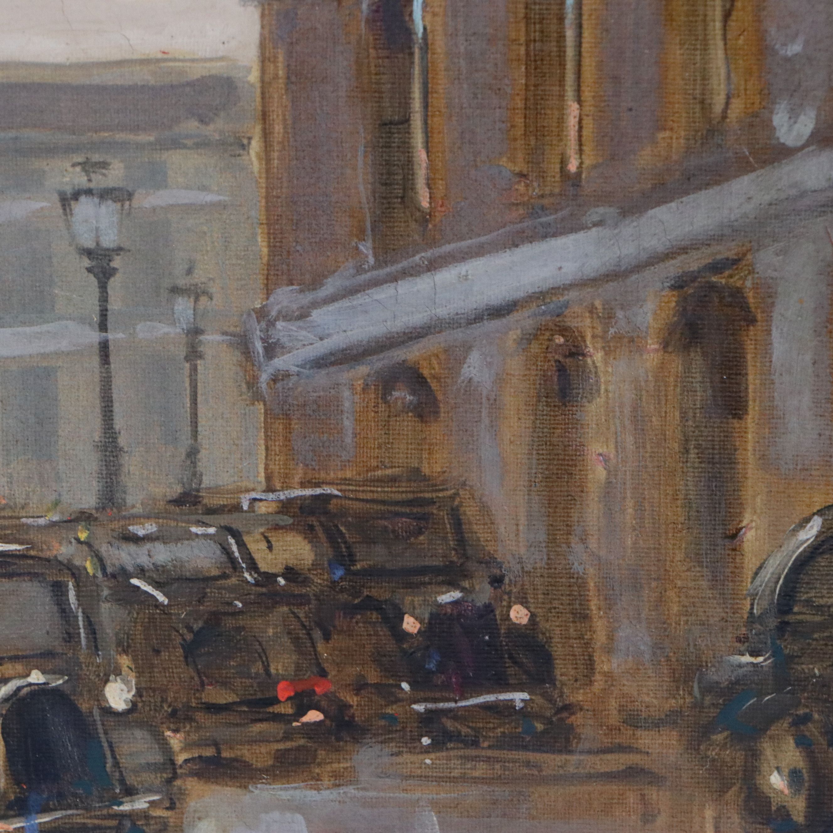 Andre Gisson Oil Painting of Parisian Street, 20th Century