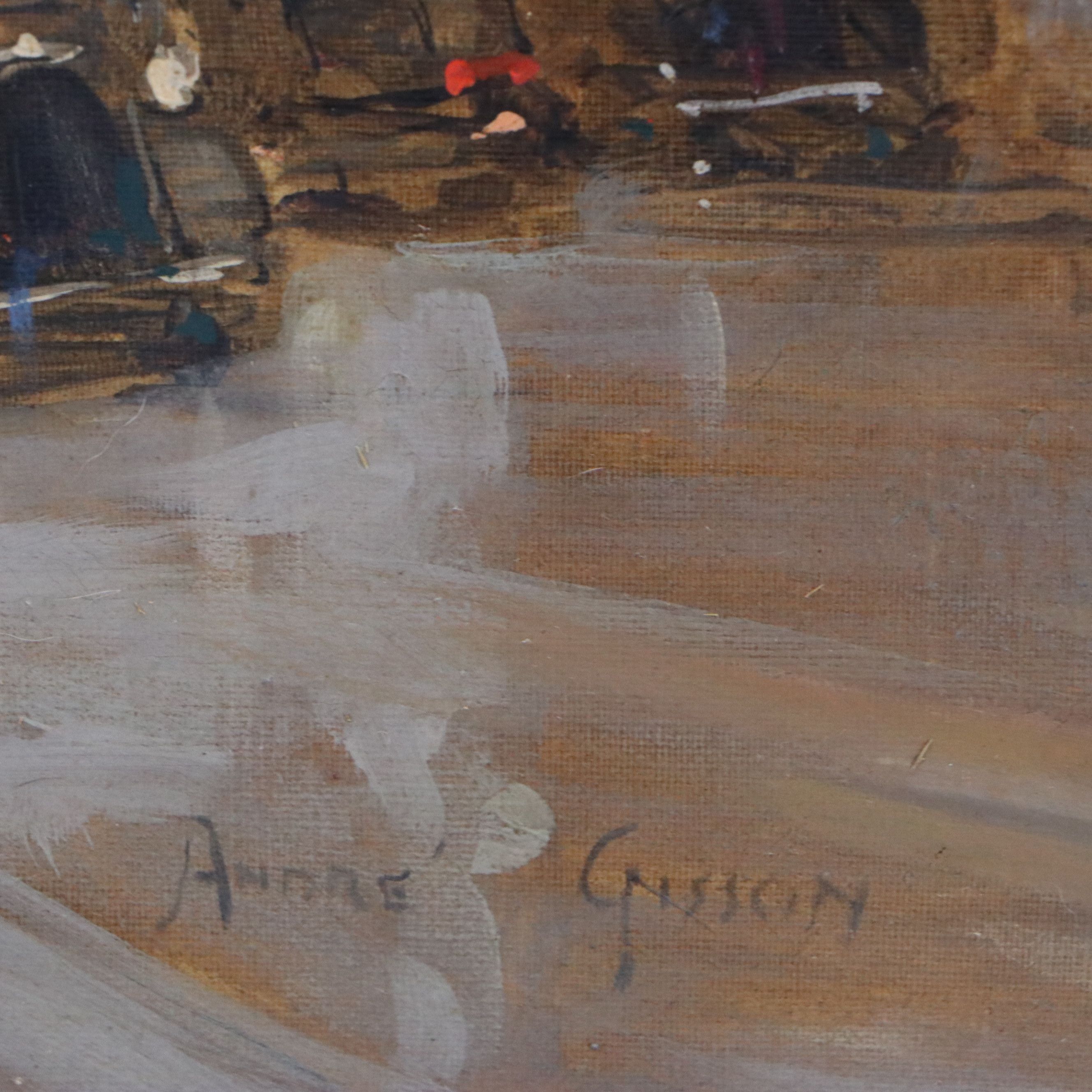 Andre Gisson Oil Painting of Parisian Street, 20th Century