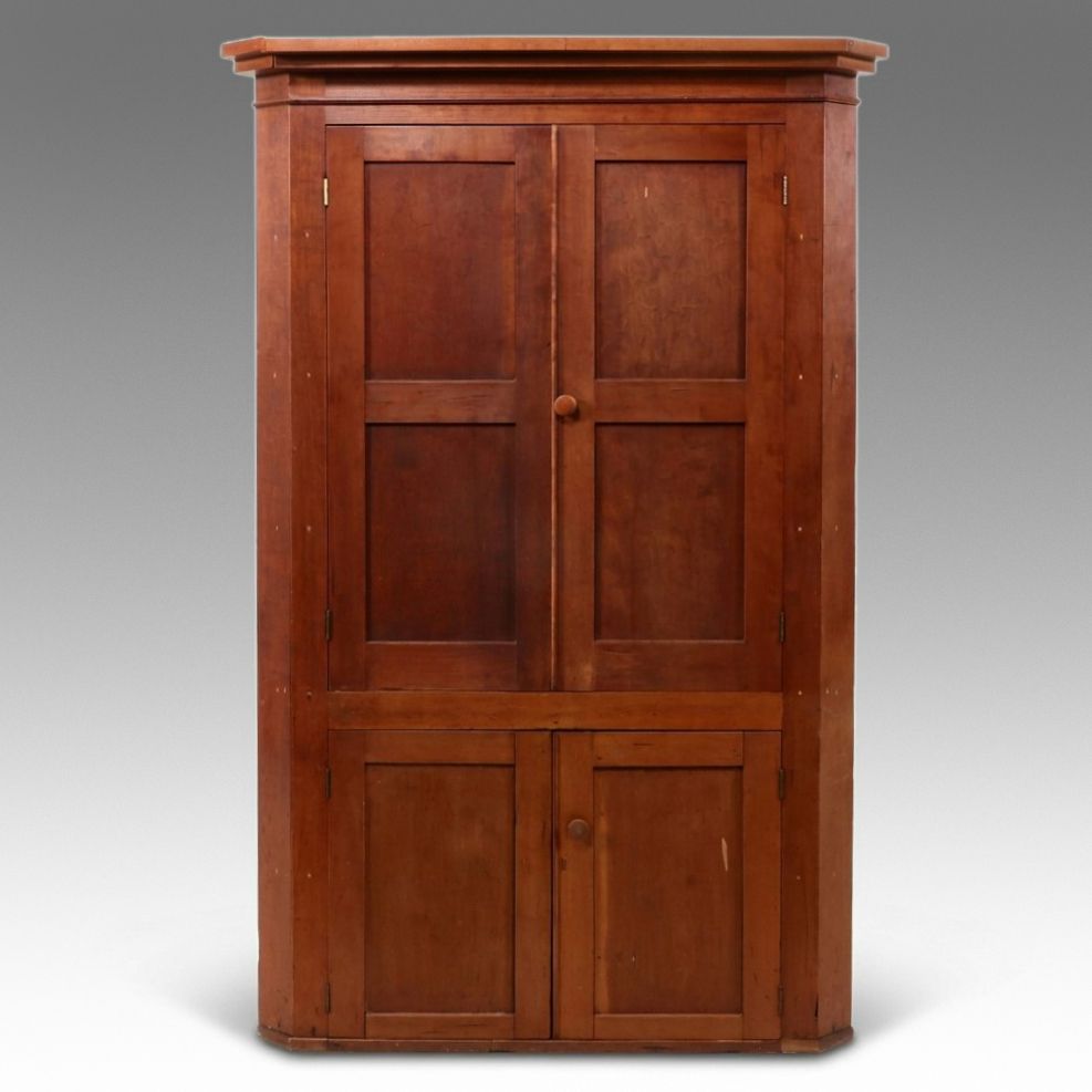 American Primitive Cherry Corner Cupboard, Mid-19th Century