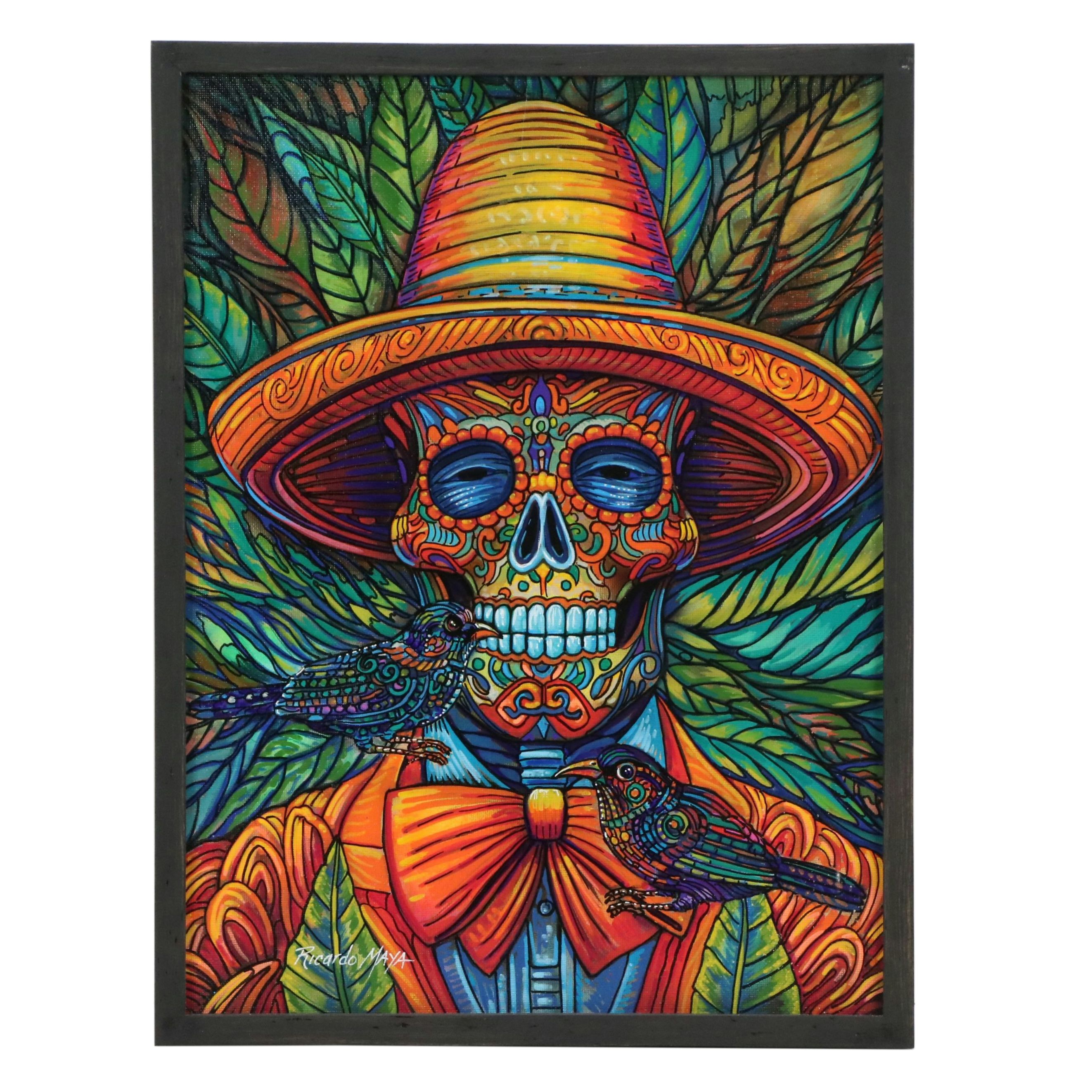 Ricardo Maya Acrylic Painting with Día de los Muertos Theme, 2025