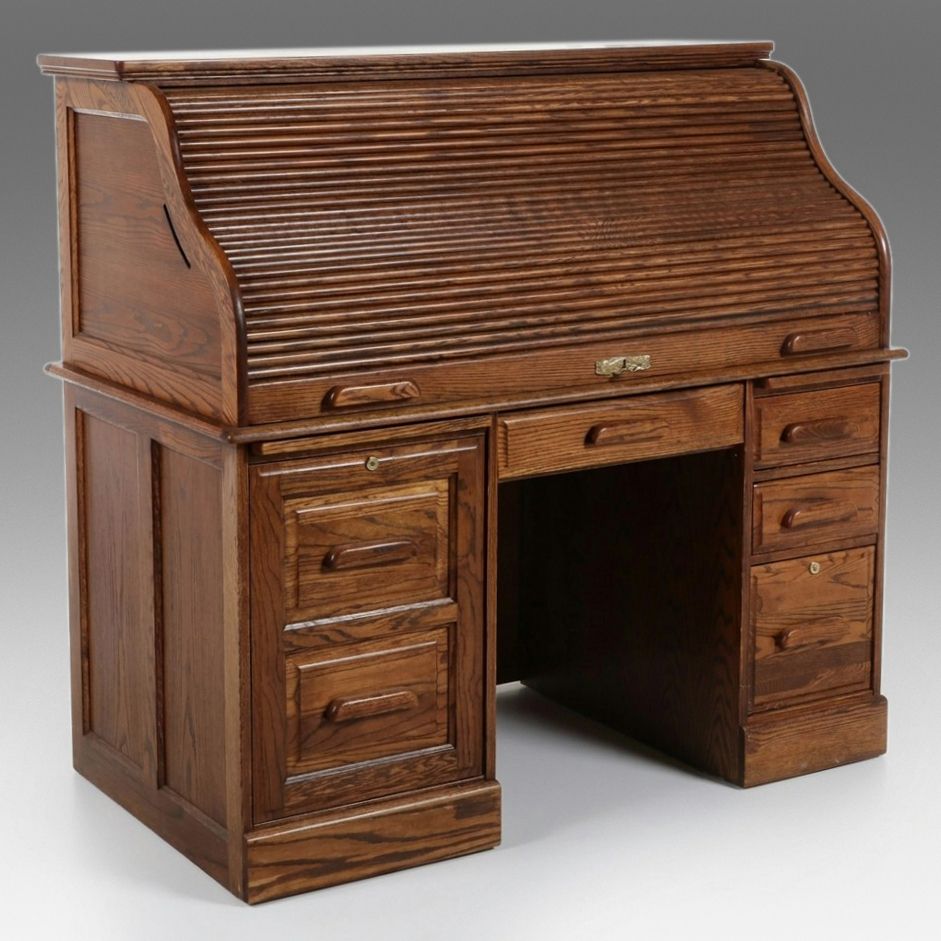 Winners Only Inc. Edwardian Style Oak Roll-Top Desk, Late 20th/21st Century