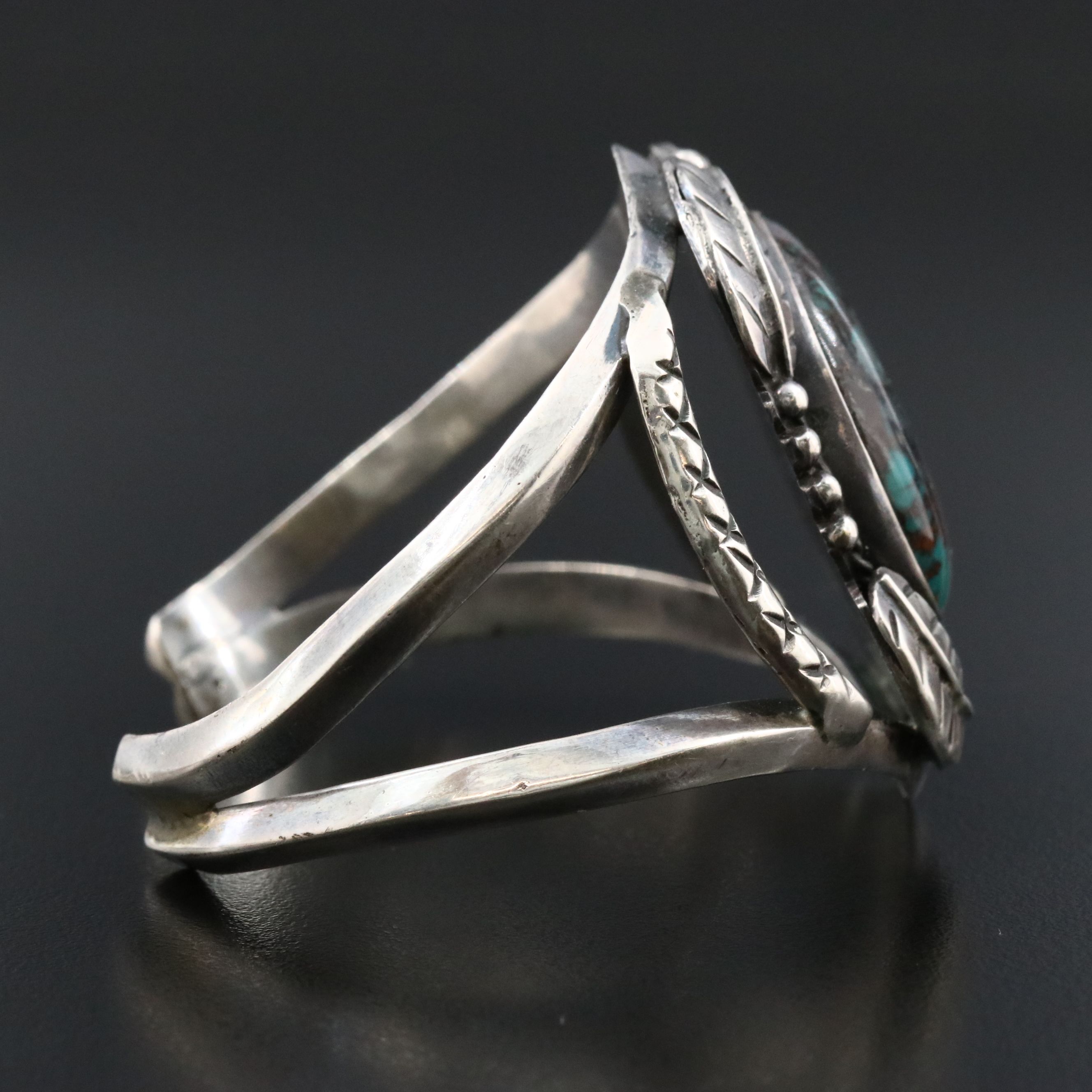 Southwestern Sterling Chrysocolla in Chalcedony Cuff