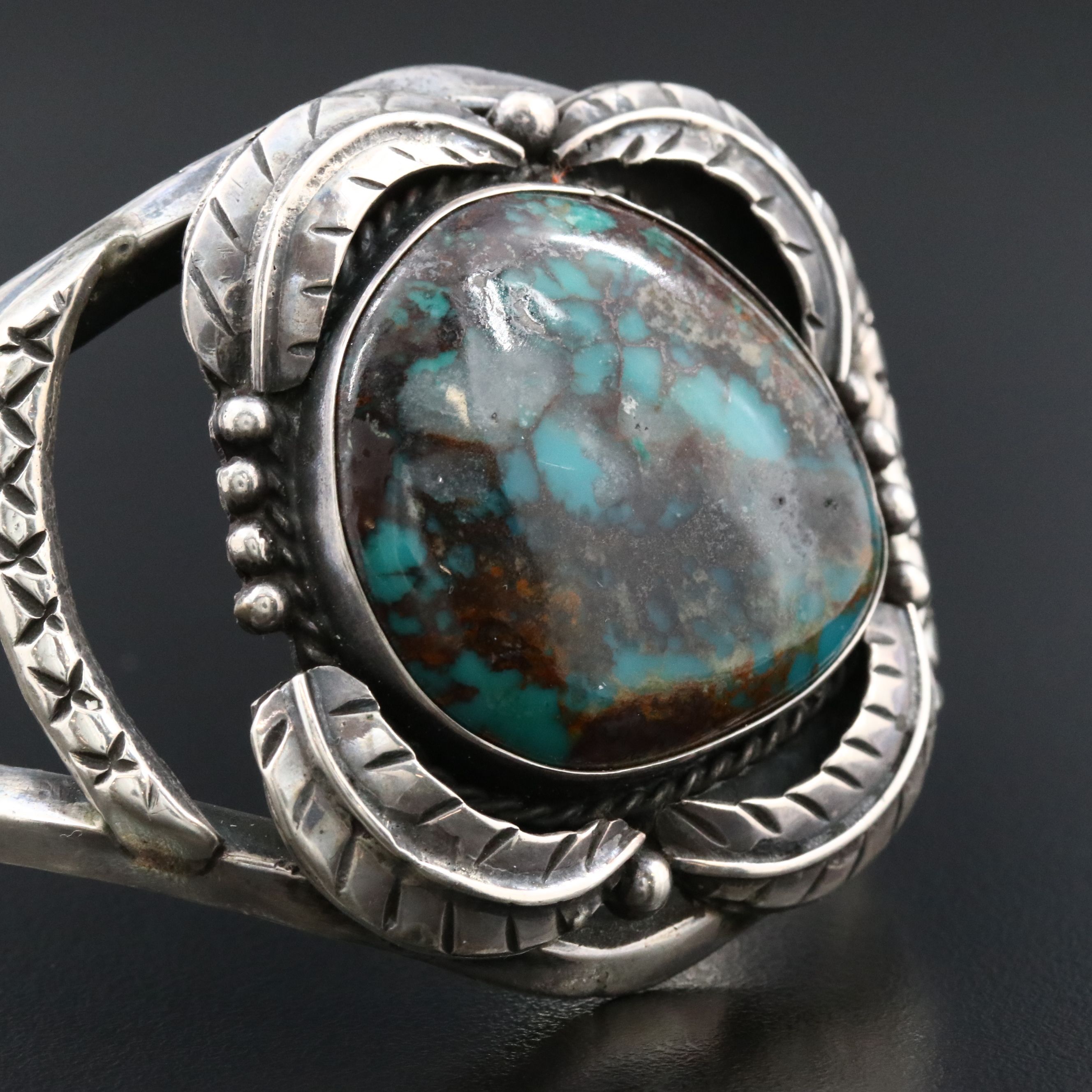 Southwestern Sterling Chrysocolla in Chalcedony Cuff